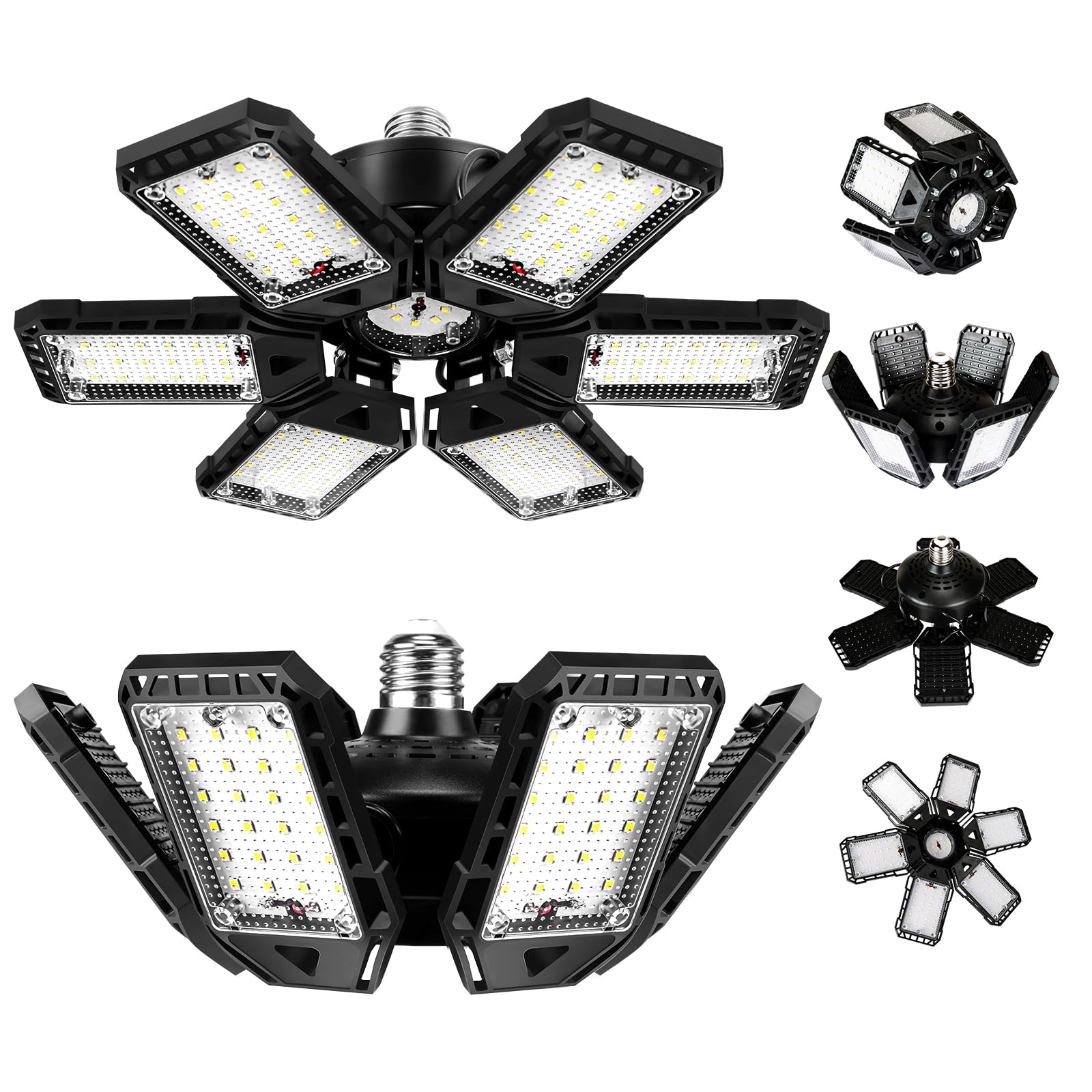 LED Garage Lights Bulb 2 Pack 180W 18000LM 6500K Led Shop Light with 6 Plus 1 Deformable Panels Basement Barn Ceiling Lights for E26/E27