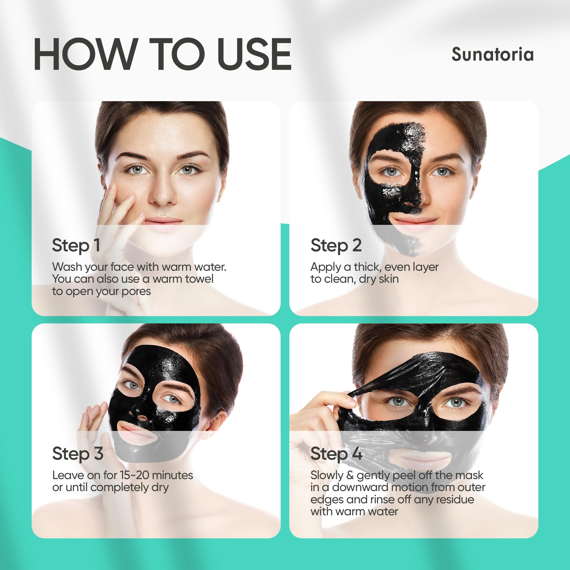 SUNATORIA Blackhead Remover Mask - for Women and Men - Activated Charcoal Peel Off Face Mask - Deep Pore Cleaner Nose Blackhead Remover Pore Release - Black Head Remover for Face Care