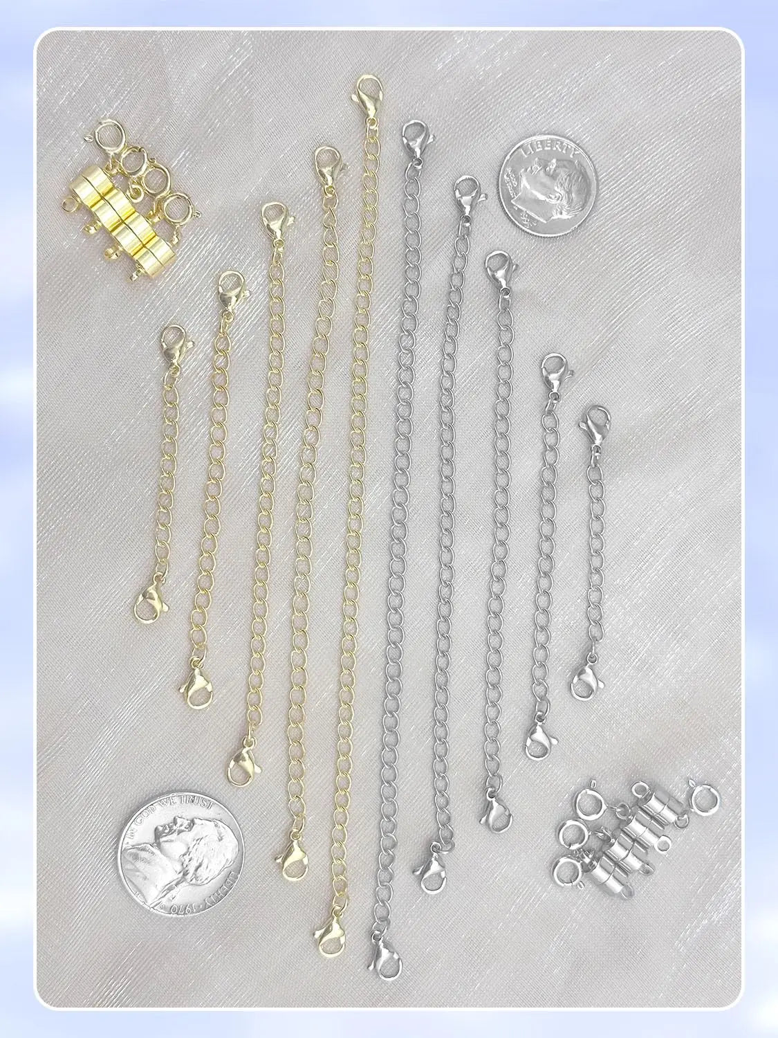 Evnlo Necklace Extender and Magnetic Necklace Clasp,Gold and Silver Chain Extenders for Necklaces Bracelet Jewelry