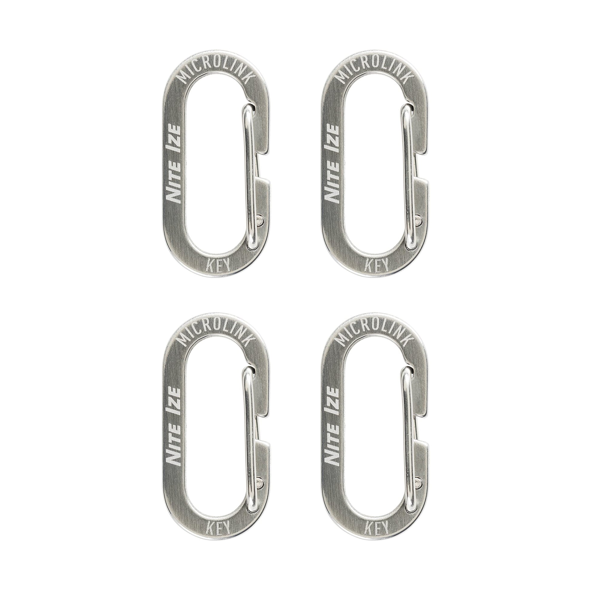 Nite Ize MicroLink Carabiner, Stainless Steel Mini Key Rings for Keys Fobs MultiTools and More, 4 Pack