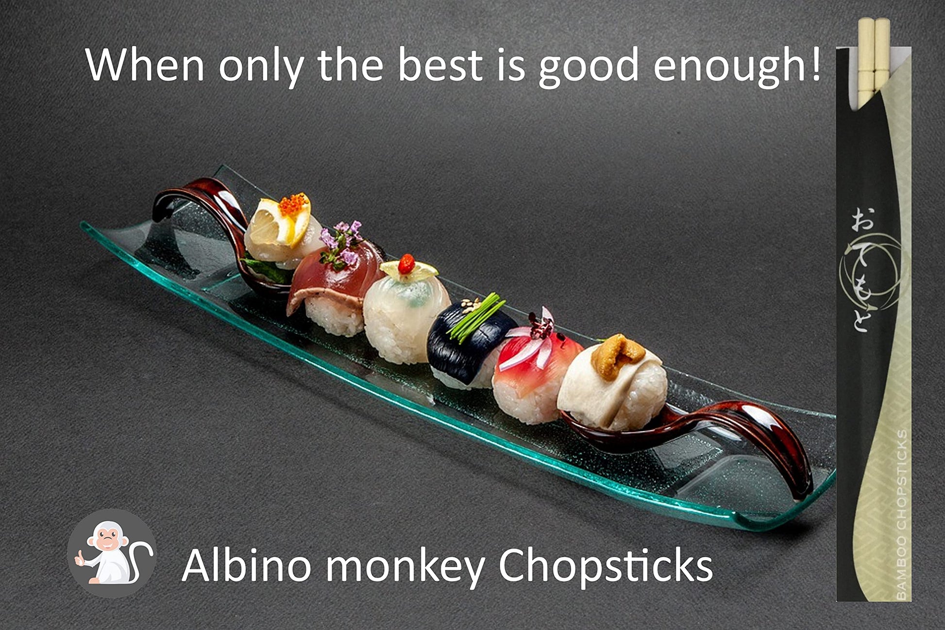 Albino Monkey 200 Round Separated Disposable Chopsticks | Best for Sushi | Bamboo Wooden Chinese Chop sticks - Bamboo Chopstick Bulk - Disposable Utensils Premium Quality - (100 Pairs)