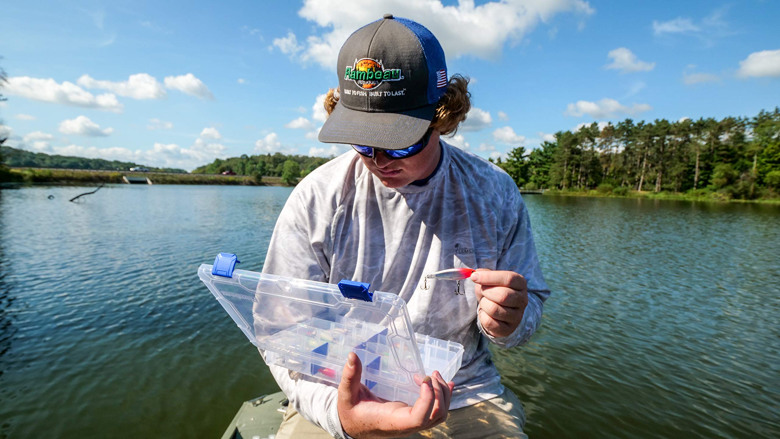 Flambeau Outdoors 4007 Tuff Tainer Fishing Tackle Box with Zerust Anti-Rust Dividers - Includes 12 Dividers, 24 Compartments, Clear Fishing Lure Organizer
