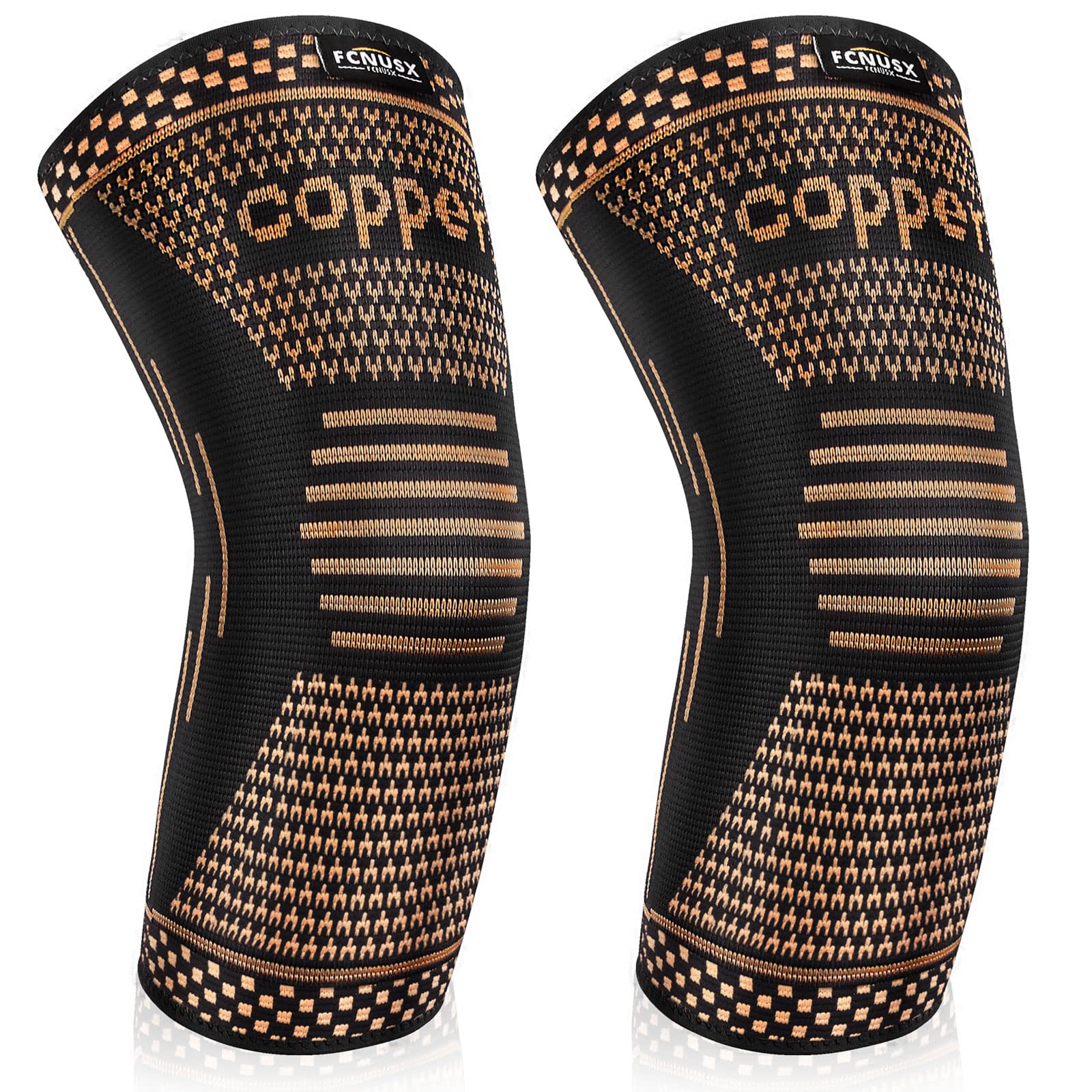 FCNUSX Copper Elbow Brace Compression Sleeves for Pain Relief Men Women, Arm Support Forearm Pads Braces for Tendonitis,Tennis, Golfers, Arthritis, Weight lifting