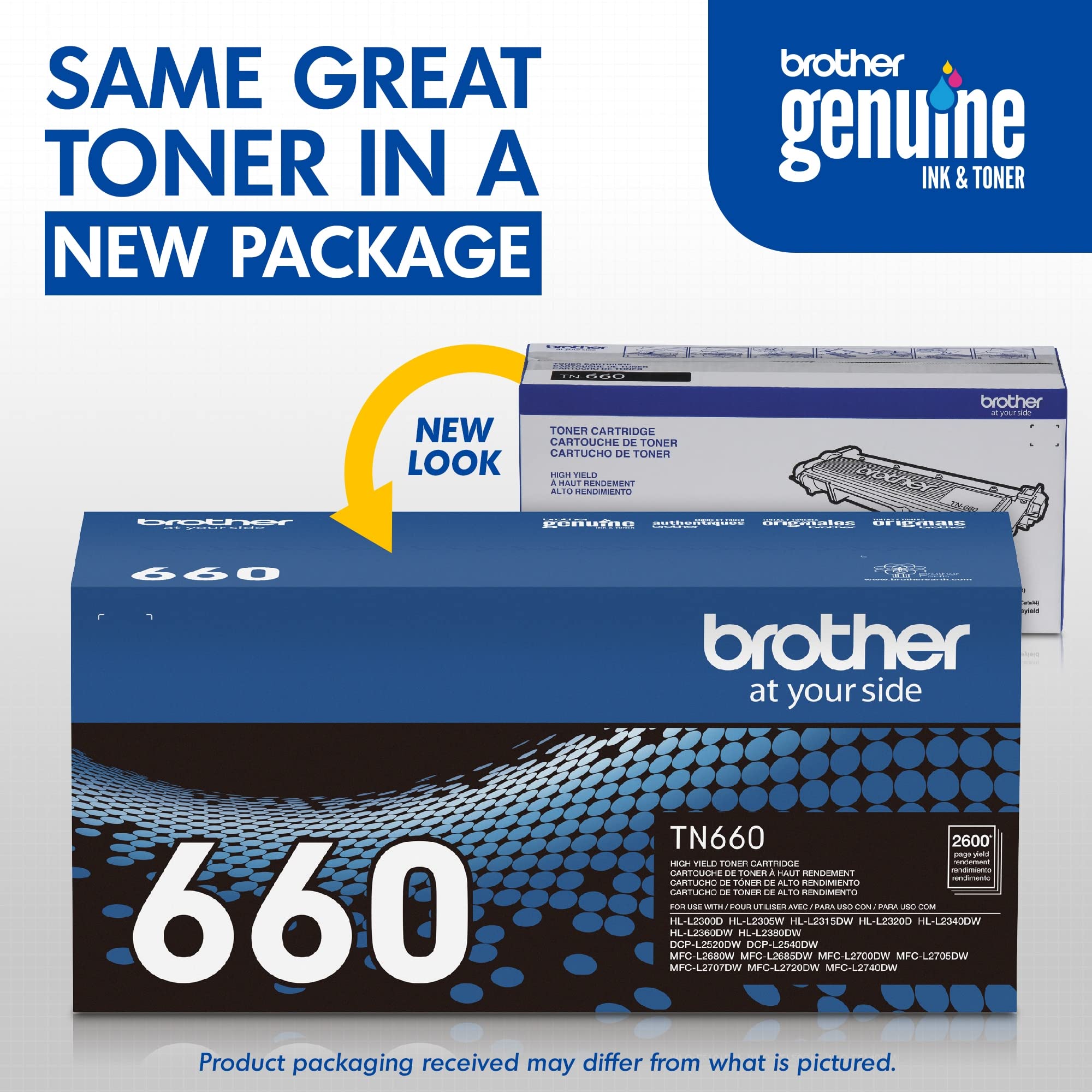 Brother Genuine High Yield Toner Cartridge, TN660, Replacement Black Toner, Page Yield Up to 2,600 Pages, Amazon Dash Replenishment Cartridge, Black, 1 pack