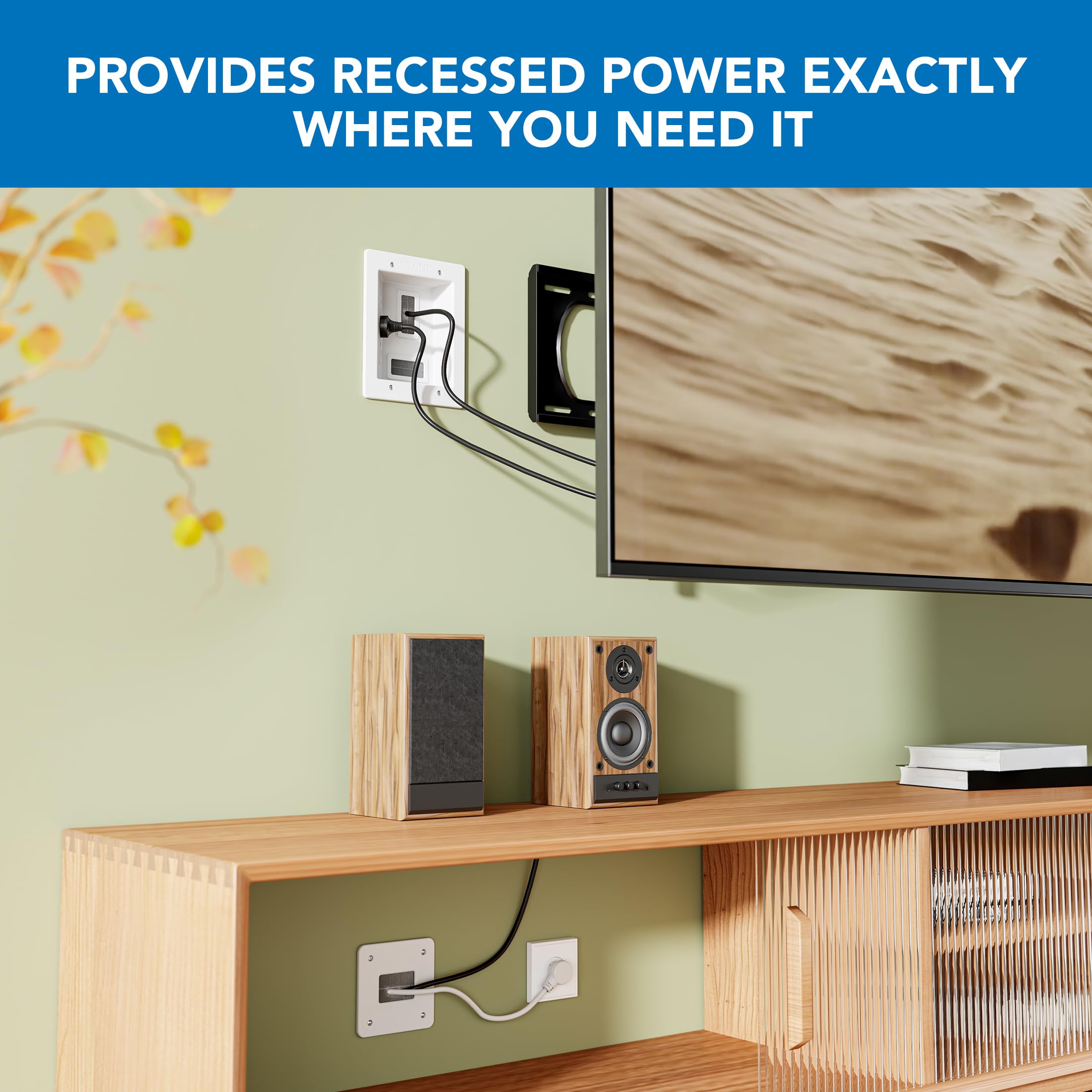 Mount-It! in-Wall TV Cable Concealer Kit with Recessed Power – Triple Outlet, 9ft Cord, and Hand Saw – Easy, Safe Cable Management for Organized TV and Home Theater Setups