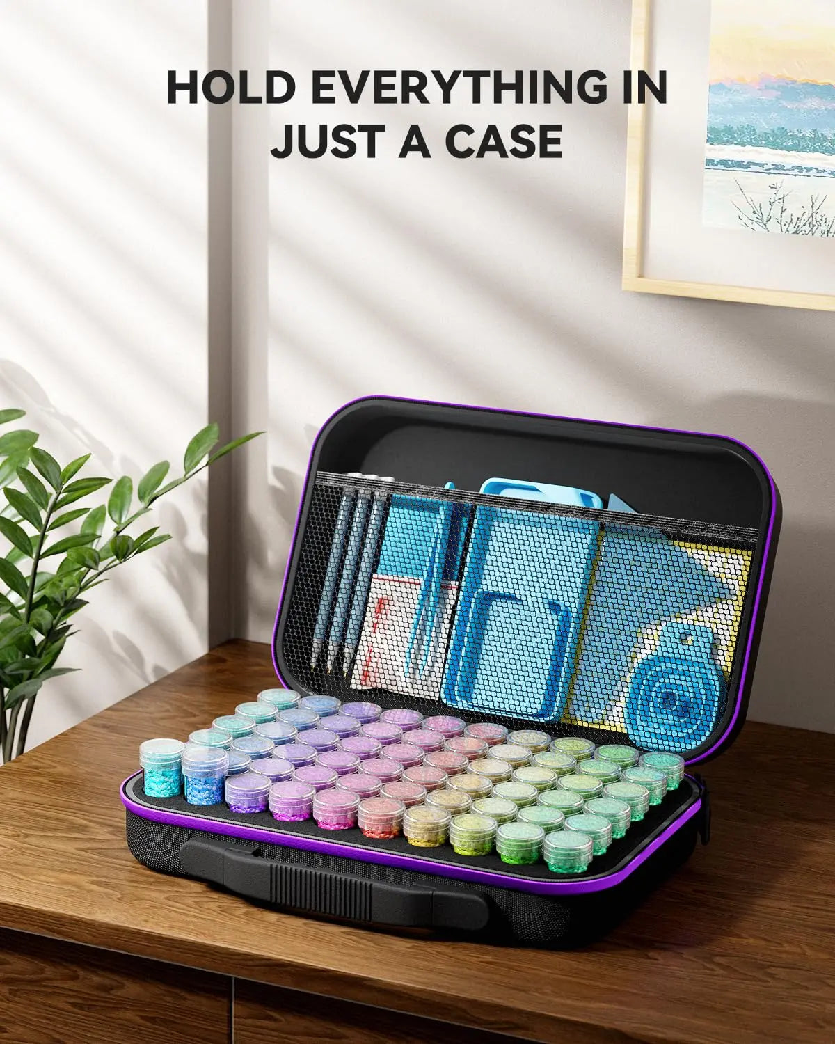 ARTDOT 60 Slots Storage Container for Diamond Art Kits for Adults,Portable Bead Storage Boxes for Diamond Painting Accessories and Tools