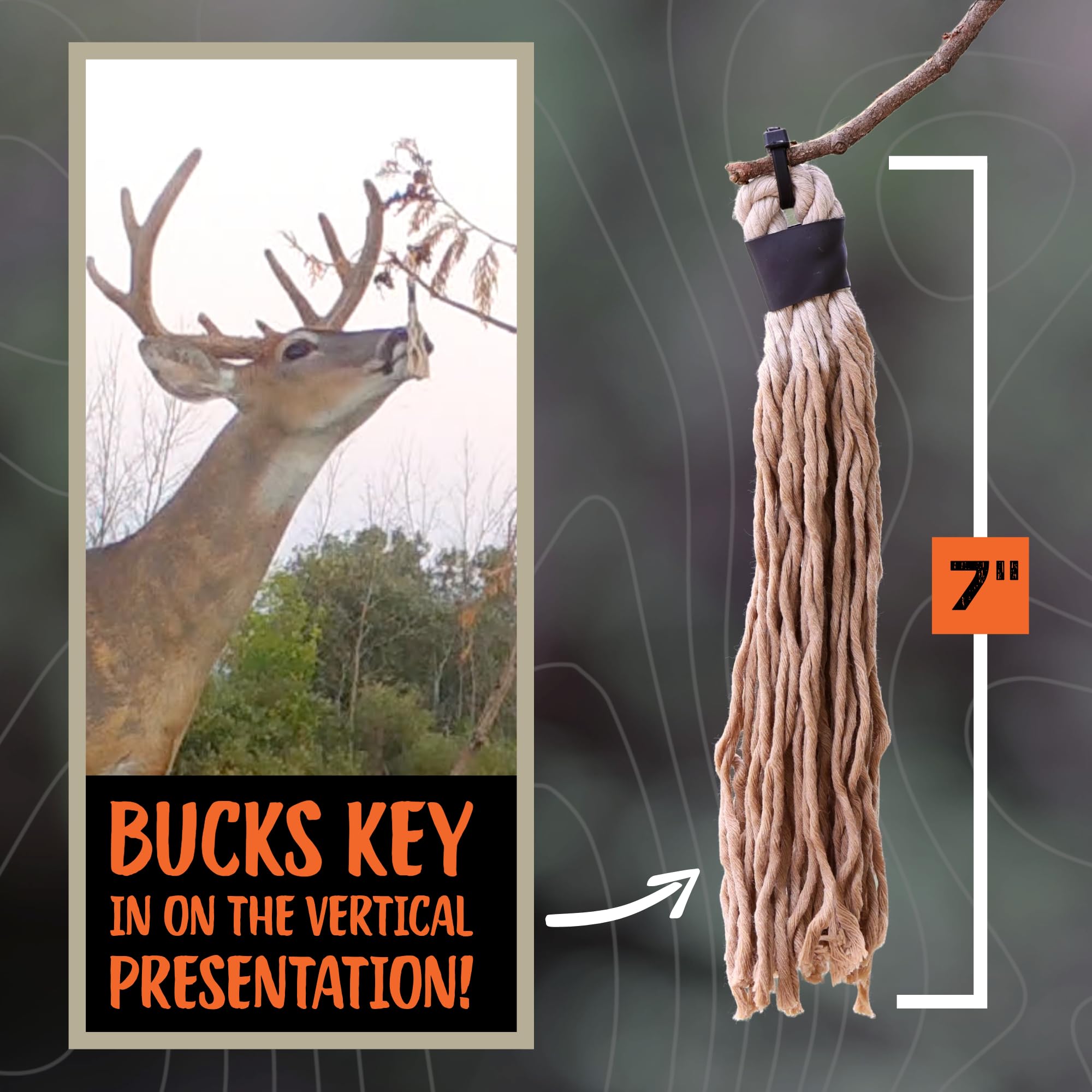 HODAG HempScent Scrape Tassels Scent Wicks for Deer Hunting – Effective Whitetail Attractant & Lure – Apply Buck or Doe Urine, Estrus for Mock Scrapes - Super Absorbent Rope Blend for Hunters (3-Pack)