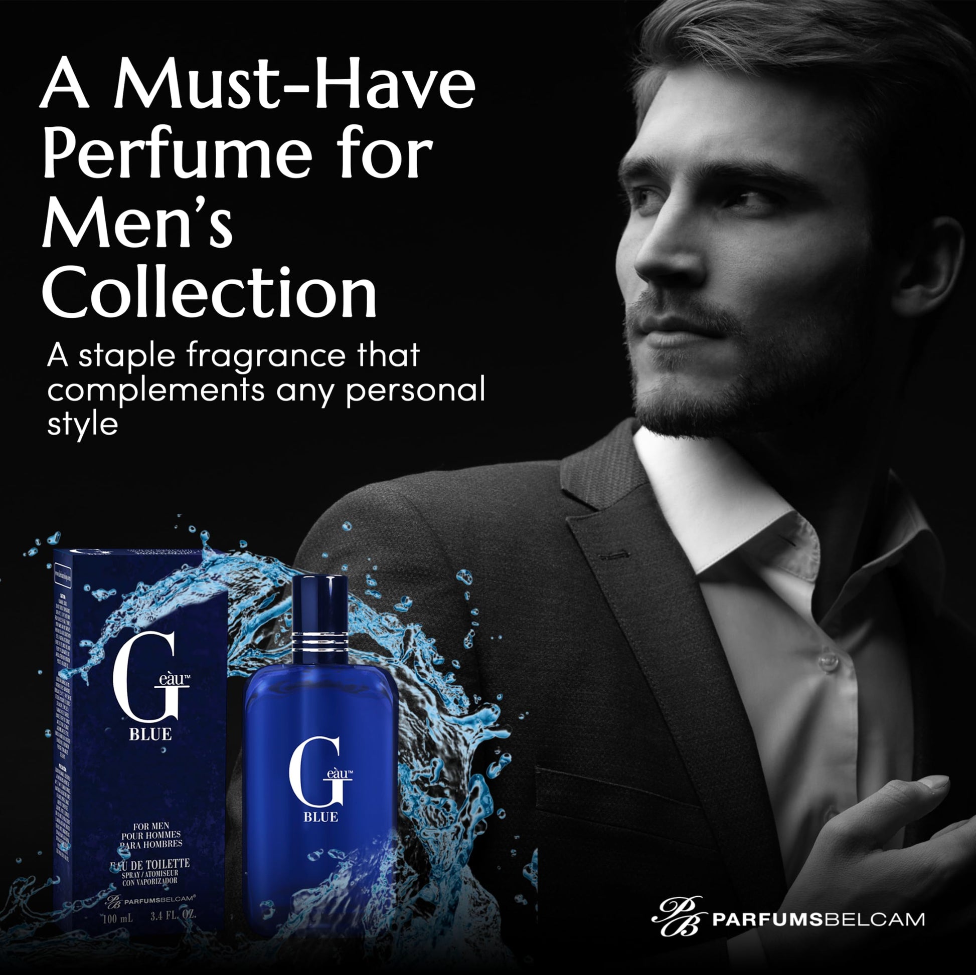 PB ParfumsBelcam G Eau Blue Eau de Toilette Spray – Men’s Cologne, Long-Lasting Summer Fragrance for Men and Teen Boys, Perfume para Hombre – 3.4 Fl Oz – Fresh Blue Scent