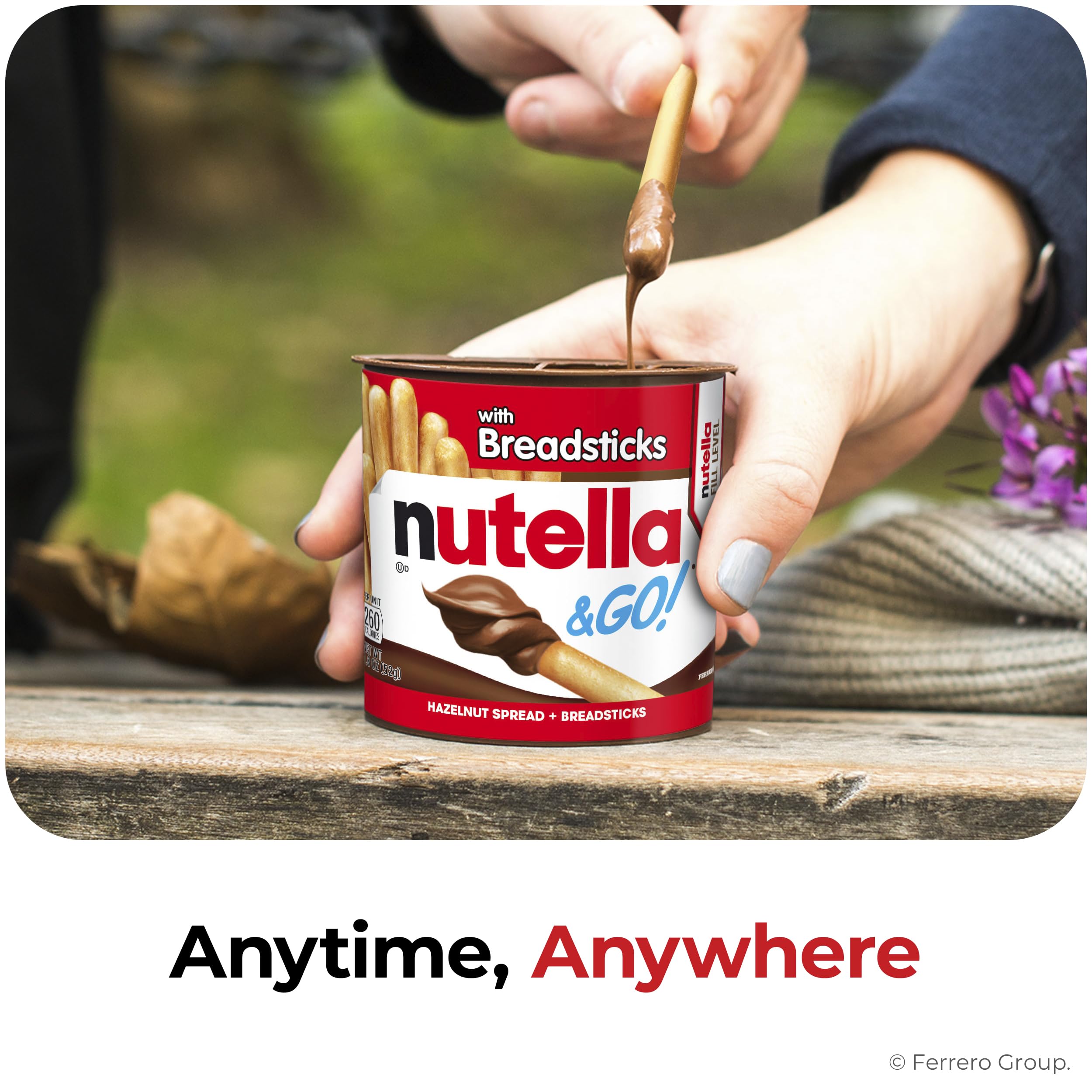 Nutella & GO! Bulk 24 Pack, Hazelnut and Cocoa Spread with Breadsticks, Stocking Stuffers, Snack Cups, 1.8 oz Each​