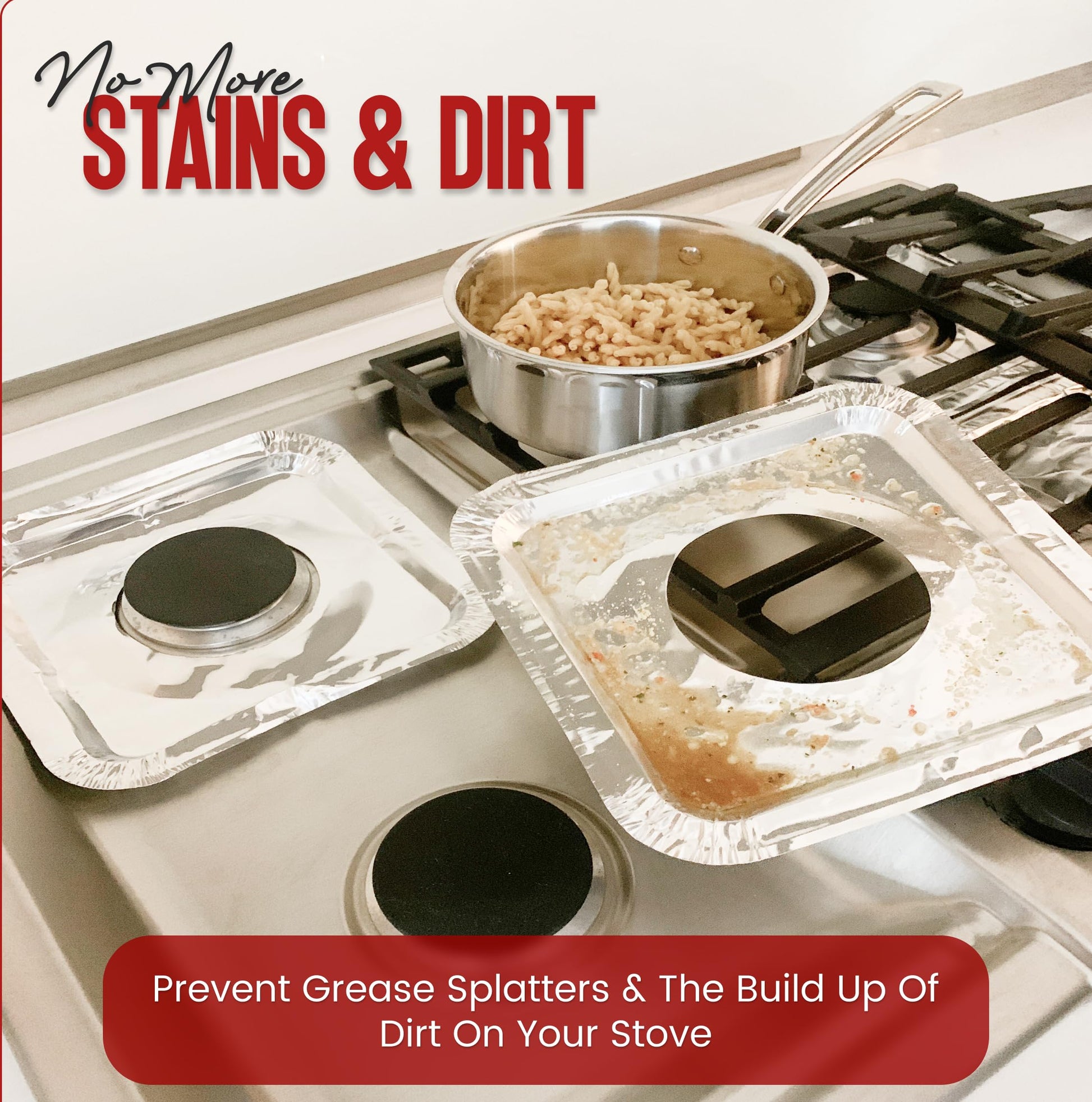 Gas Stove Burner Liners (50 Pack) - Disposable Aluminium Foil Covers, 8.5” Heat-Resistant Protector, Fits Gas or Electric Ranges, Thick Foil for Mess-Free Cooking, Perfect Stove Cover for Kitchen
