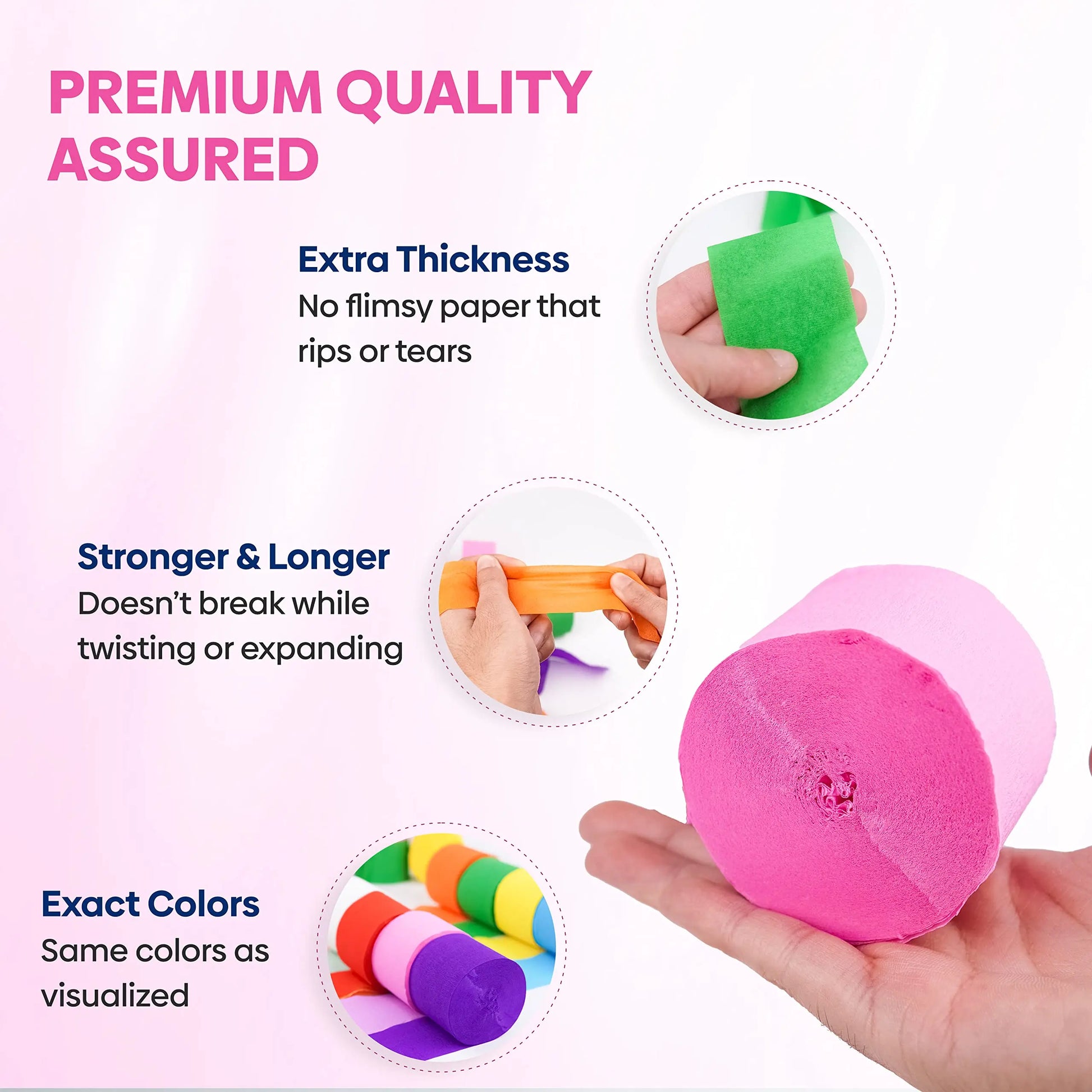 Captain Decor 8 Crepe Paper Streamers Rolls, 656ft Pack of Unique 8 Rainbow Streamers Party Decorations, Birthday Streamers, Party Streamers for Wedding Decoration (1.8 inch x 82 ft/Roll)