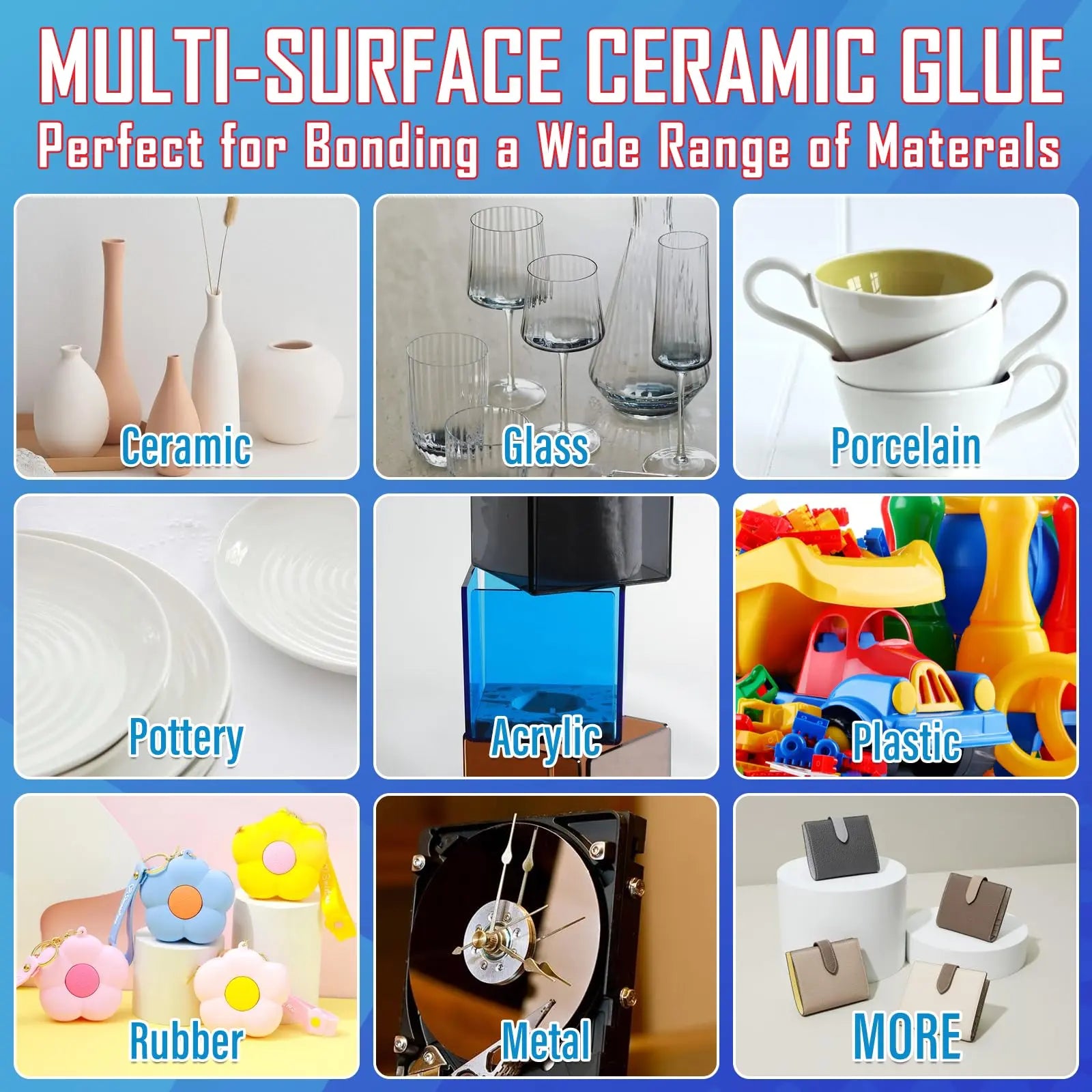 Waterproof Ceramic Glue - 30g CA Glue for Pottery & Porcelain Repair, High Temperature Resistant, No Smell After Cure and Food Grade Material