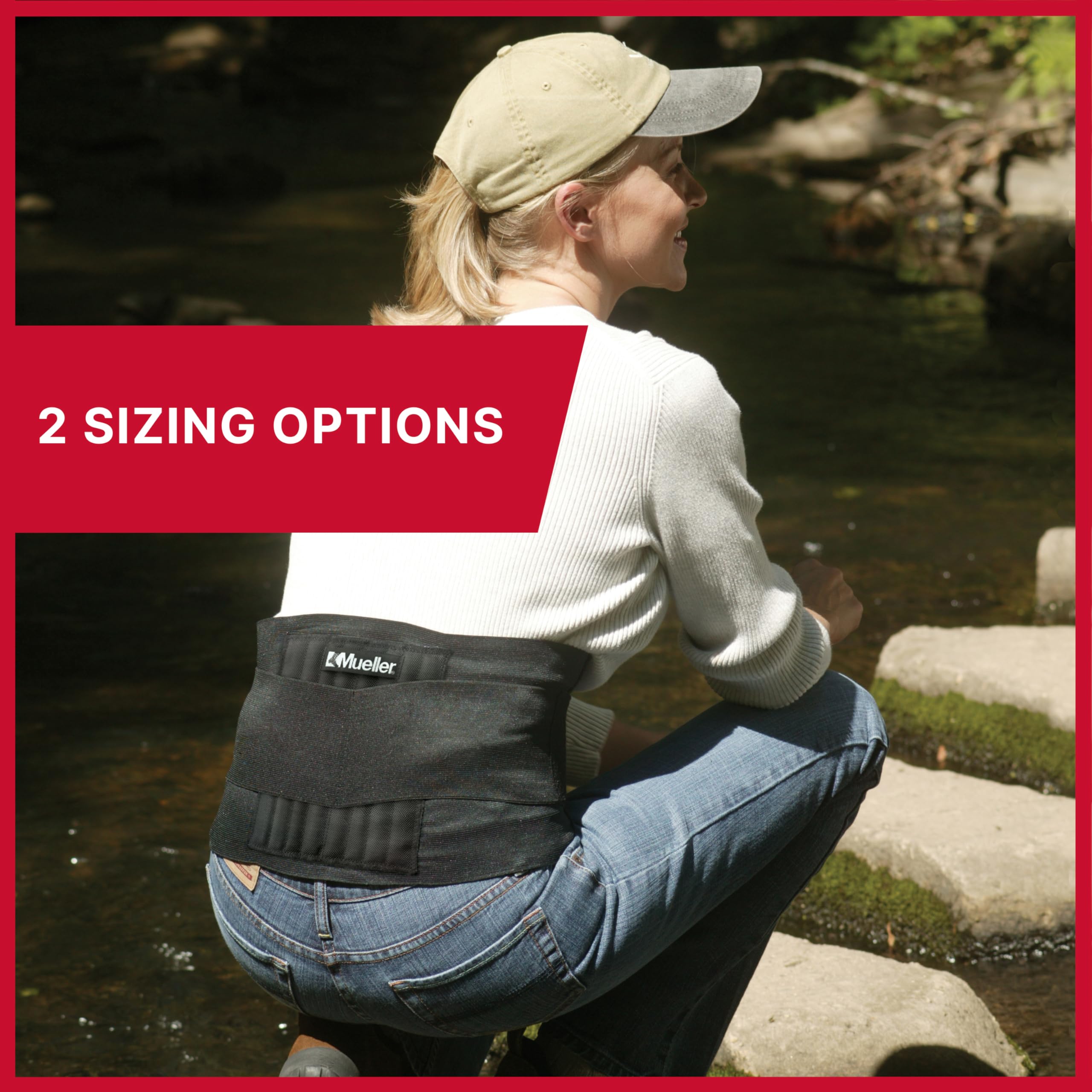 MUELLER Sports Medicine Adjustable Back Brace, Ideal for Upper and Lower Back Pain, Relief & Support for Men and Women, Strains, Sciatica, Scoliosis, Black, One Size