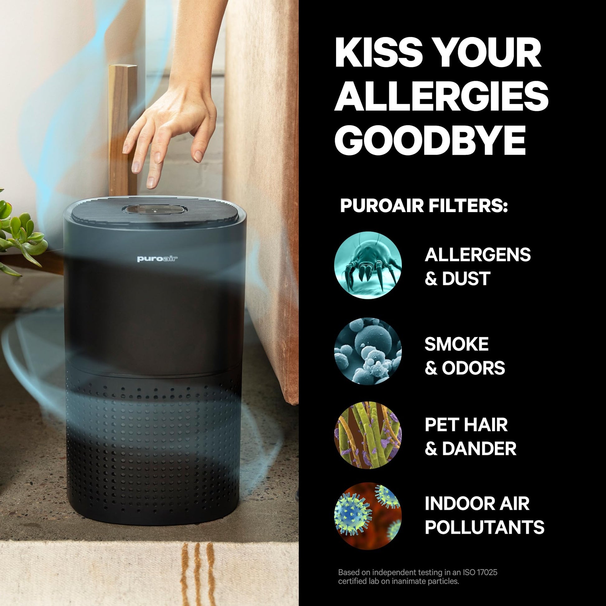 PuroAir 240 HEPA Air Purifier for Home Large Rooms - Covers Up To 1,000 Sq Ft - Filters Up To 99.9% of Pollutants, Smoke, Pollen, Dust - Quiet HEPA Air Filter - Air Purifiers for Bedroom