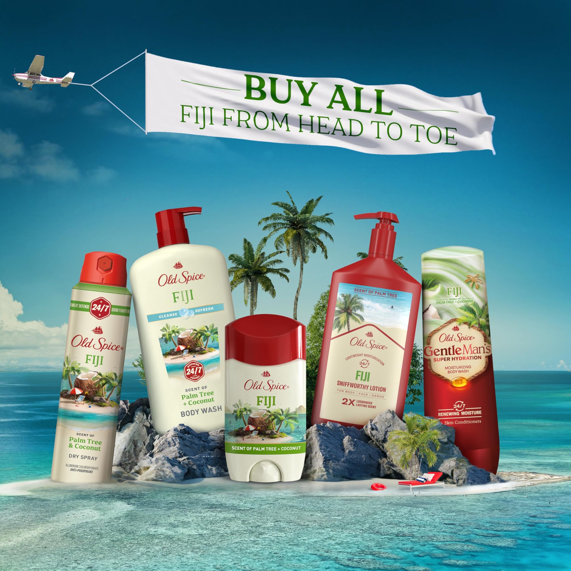 Old Spice Men's Antiperspirant & Deodorant, 24/7 Lasting Freshness, Advanced Sweat & Odor Protection with Skin Conditioners, Invisible Solid, Fiji with Palm Tree Scent, 3.4 oz (Pack of 3)