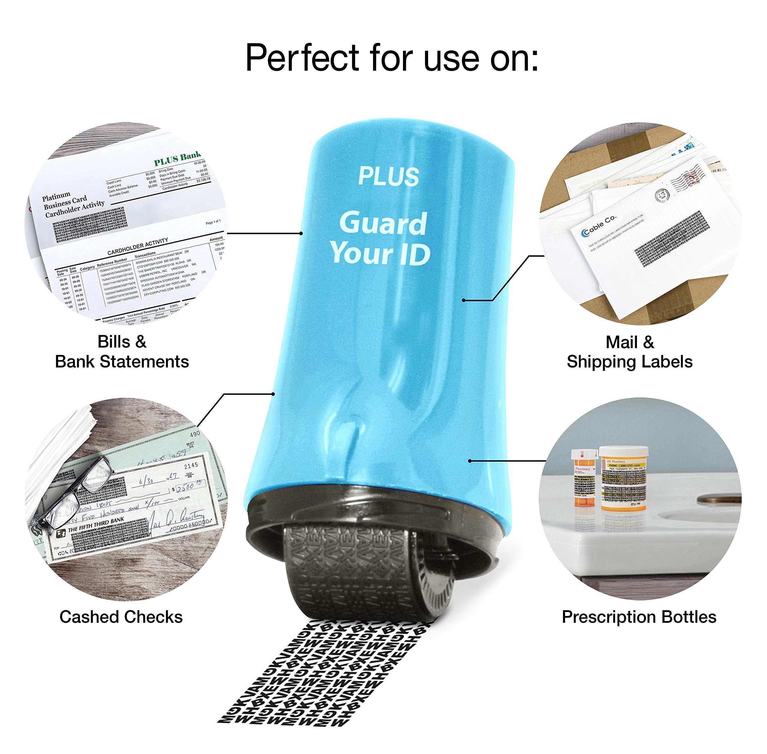 Guard Your ID Advanced 2.0 Roller 3-Pack for Identity Theft Protection, Confidential Security Stamp Mixed Color Kit (Turquoise, Green, White)