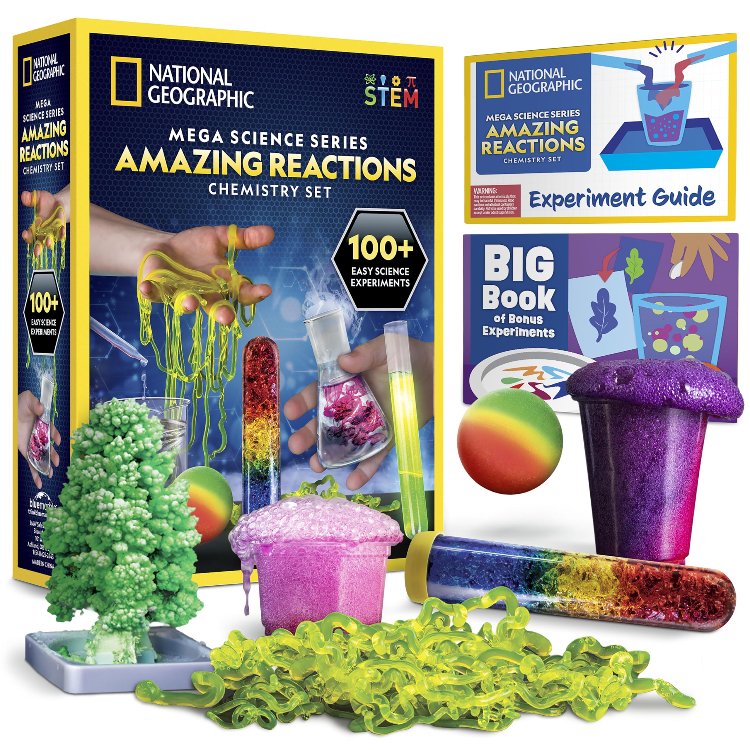 NATIONAL GEOGRAPHIC Faszinierendes Chemie-Set – Chemie-Baukasten mit über 100 Wissenschaftsexperimenten, inklusive Kristallzucht und Reaktionen, Wissenschafts-Set für Kinder, MINT-Geschenk für Jungen und Mädchen (exklusiv bei Amazon)