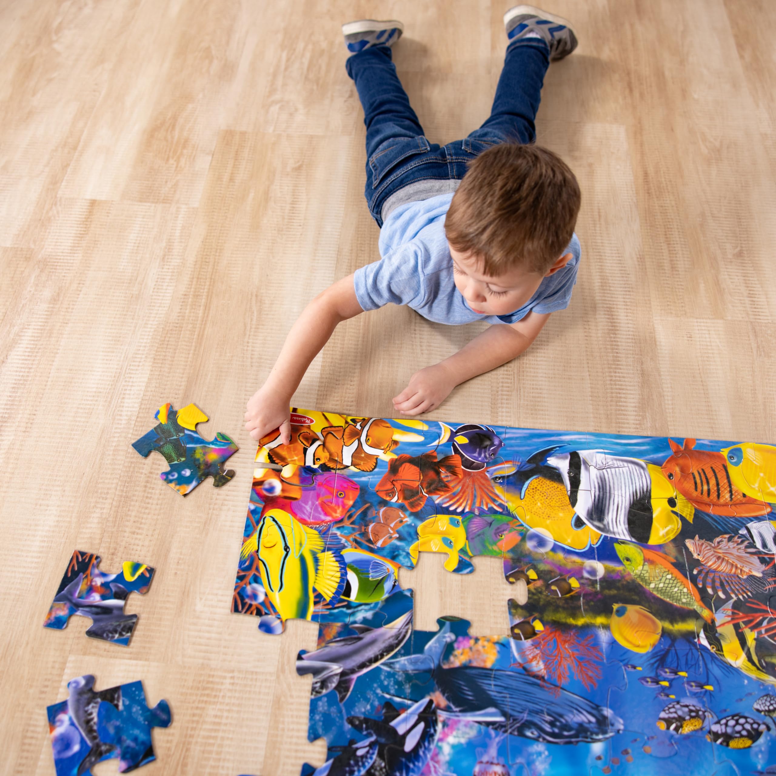 Melissa & Doug Underwater Ocean Floor Puzzle, 48 pc Jumbo Jigsaw Puzzle, Educational Screen Free Activity for Toddler, Preschoolers and Kids Ages 3+ (2 x 3 Feet) - FSC Certified