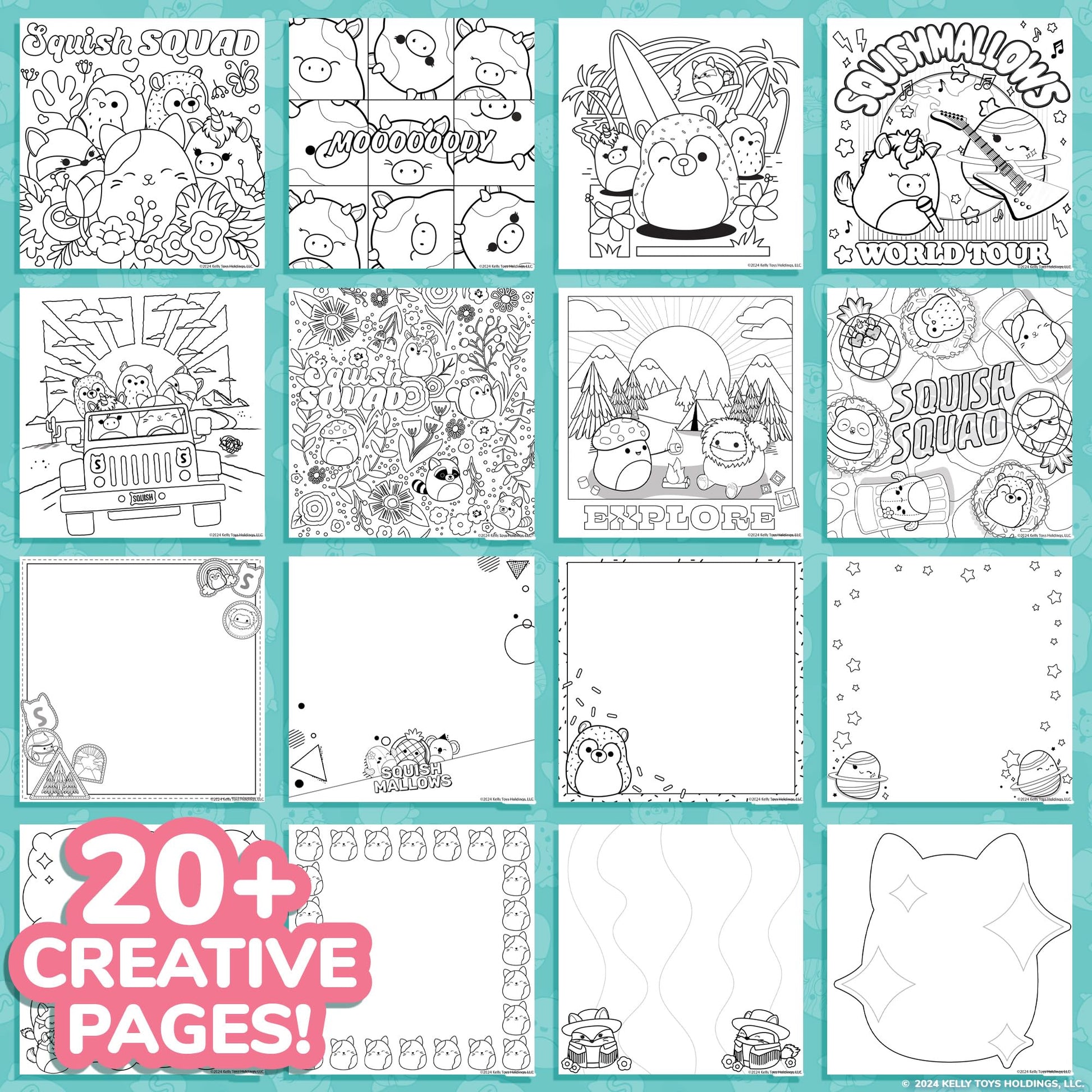 Original Squishmallows Sketchbook, Over 20 Stationery Supplies, Features Squishmallows Scrapbook Stickers, Cam The Cat Fidget Toy, Drawing Paper, Great Kids Craft, Coloring Books for Kids Ages 4-8