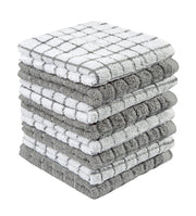 Bumble Dish Cloths (8 Pack) - 100% Cotton Dish Rags & Kitchen Washcloths for Washing Dishes | 12" x 12" | 405 GSM | Gray