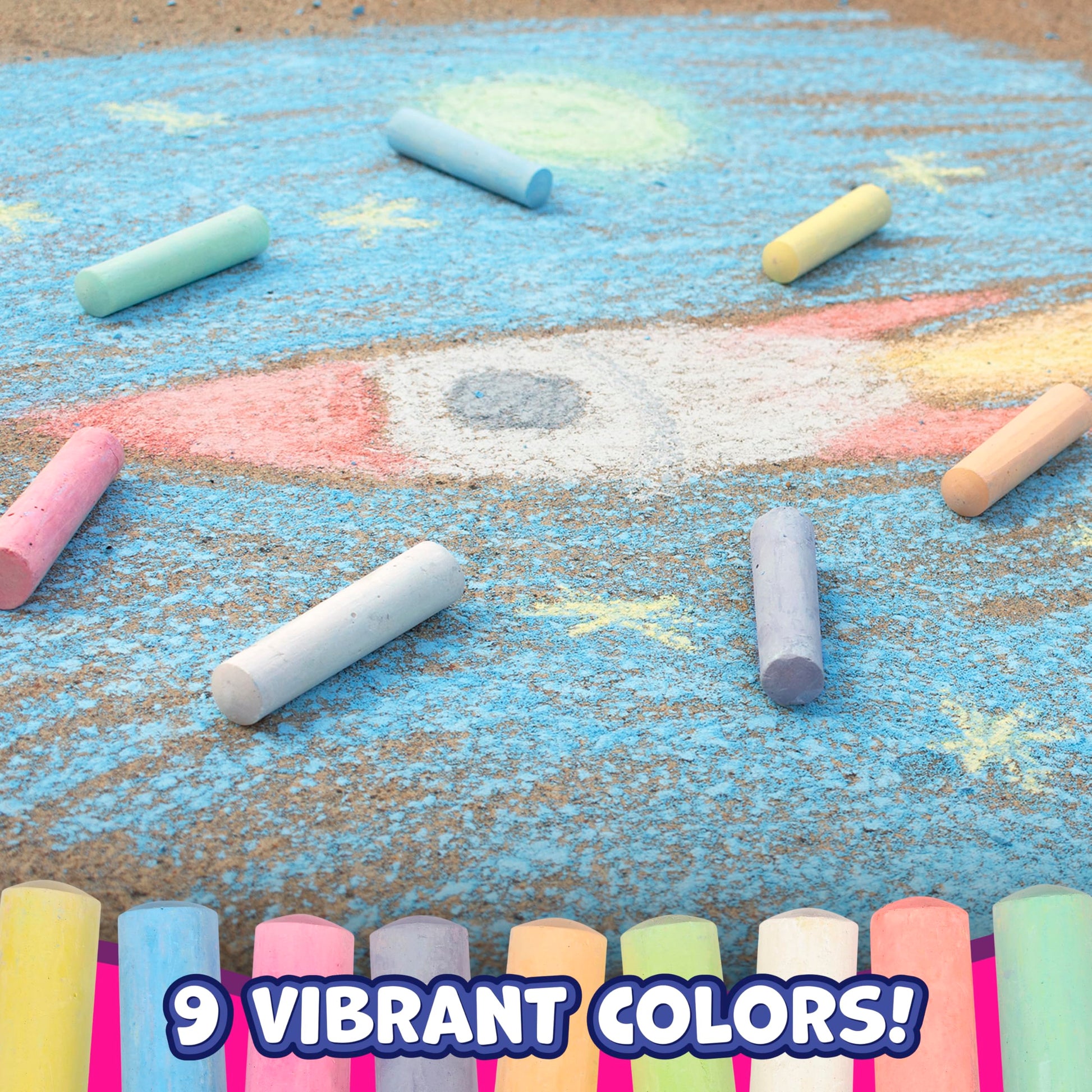 READY 2 LEARN Jumbo Sidewalk Chalk | Set of 20 | 9 Colors | Washable and Non-Toxic | Bulk Set of Chalk for Kids