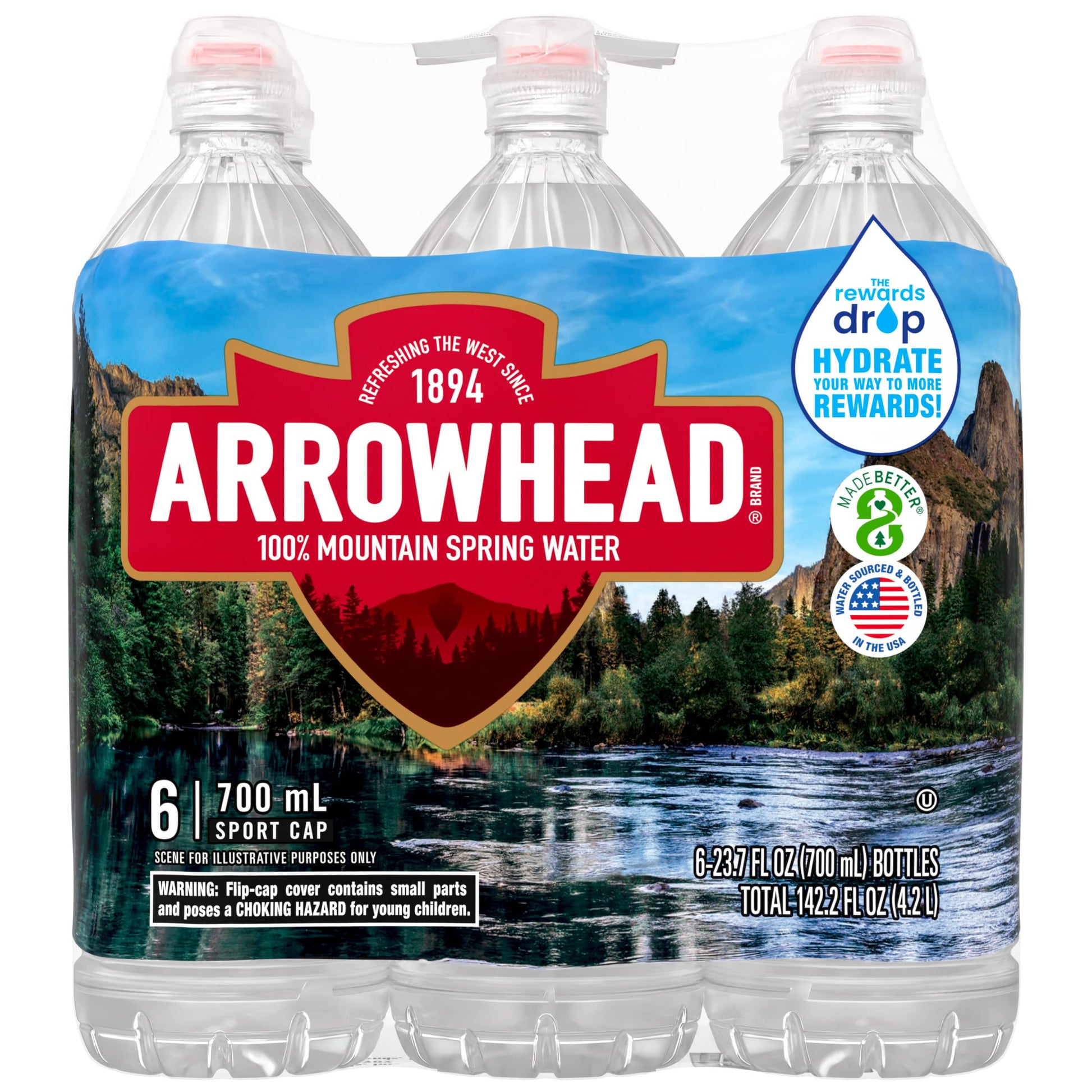 Arrowhead 100% Mountain Spring Water, 23.7 oz