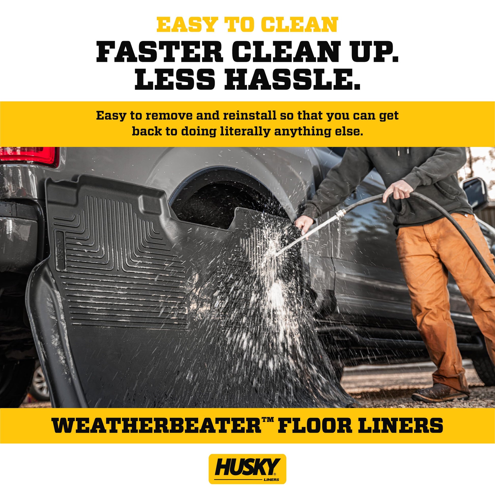 Husky Liners Weatherbeater Floor Mats | Fits 2015-2025 Ford F-150 (Includes 2022-2025 Lightning) SUPERCREW CAB ONLY w/Carpet & w/Out Fold Flat Storage | Front & 2nd Row, 3-pc Black - 94041