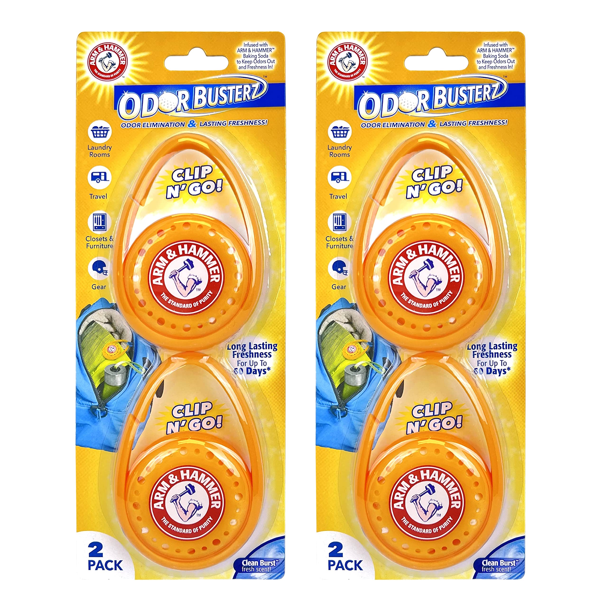Arm & Hammer Odor Busterz - Clip N Go, 4er-Pack Geruchsentferner