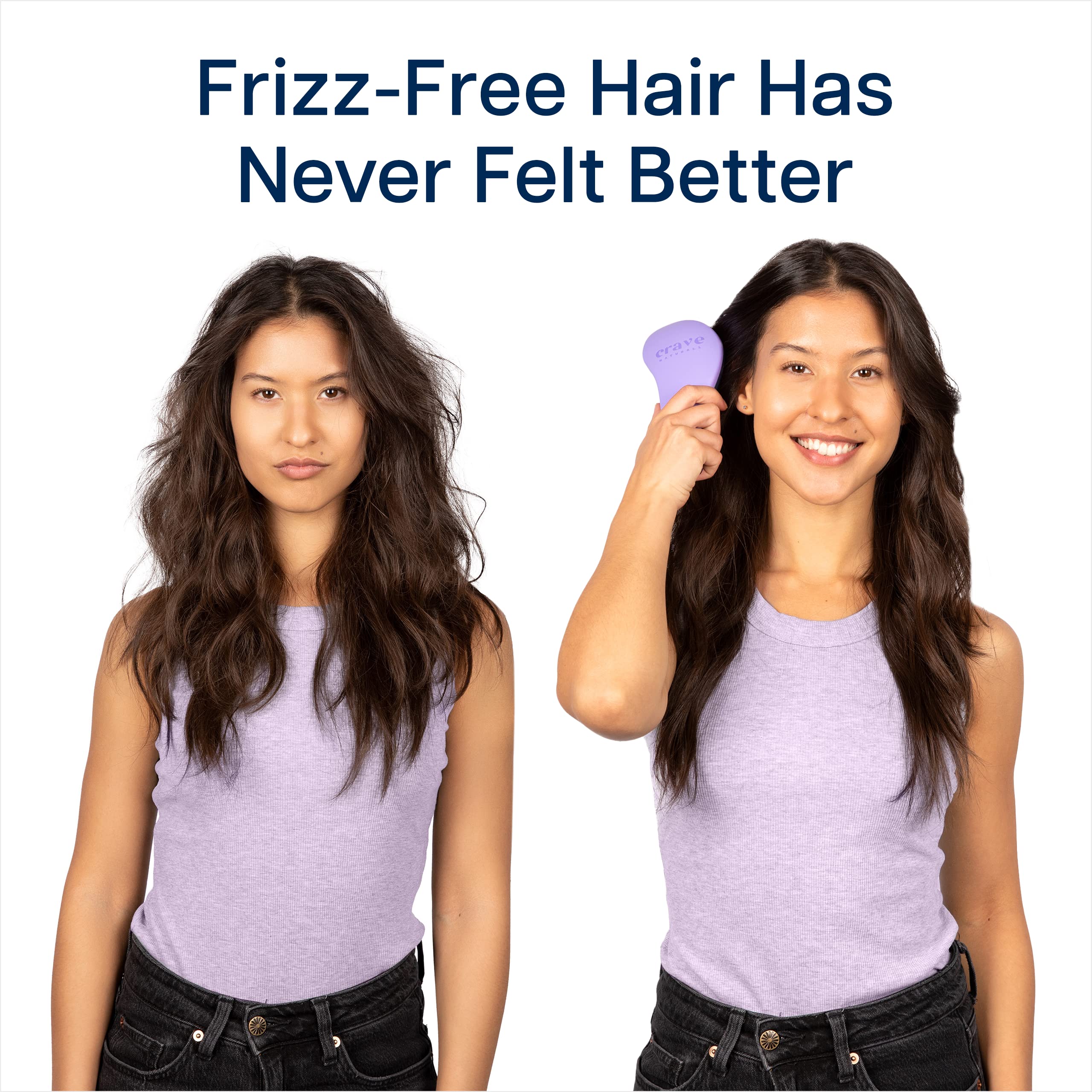 Crave Naturals Glide Thru Hair Brush - Detangler Brush for Curly, Straight, Wet or Dry Hair - Gentle Detangling Brushes for Adults, Kids, Toddlers - Hair Accessories for Women, 7.5x3" - Purple