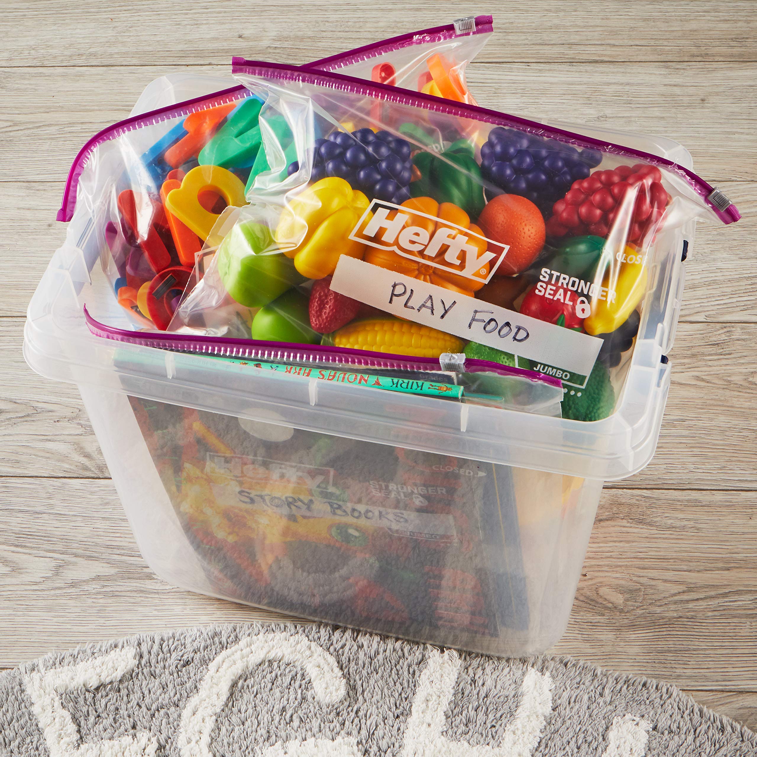 Hefty Slider Jumbo Storage Bags, 2.5 Gallon Size, 3 Boxes of 15 Bags (45 Total)