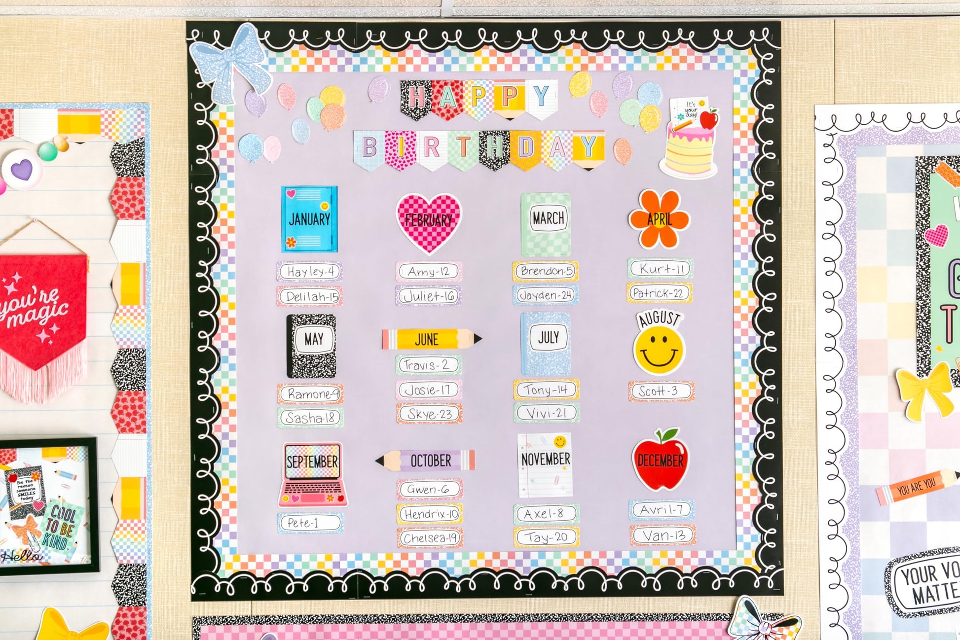 Teacher Created Resources Cool for School Checkers Straight Rolled Border Trim - 50ft - Decorate Bulletin Boards, Walls, Desks, Windows, Doors, Lockers, Schools, Classrooms, Homeschool & Offices
