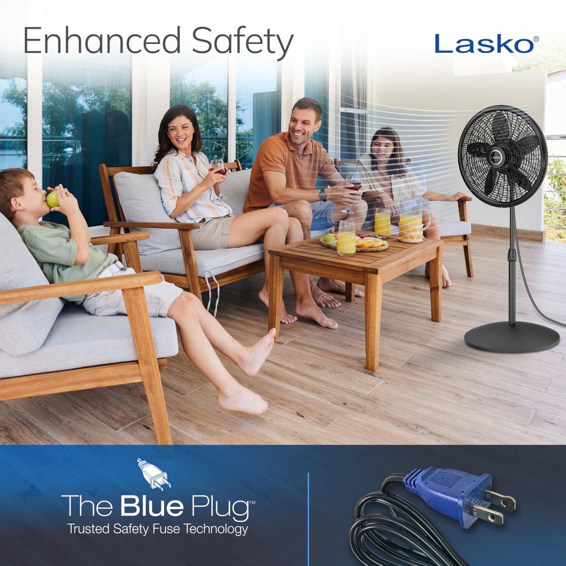 Lasko Pedestal Fan, Oscillating Fan for Bedroom with Adjustable Height and 3 Cooling Speeds, Portable, 18", Black, 1827