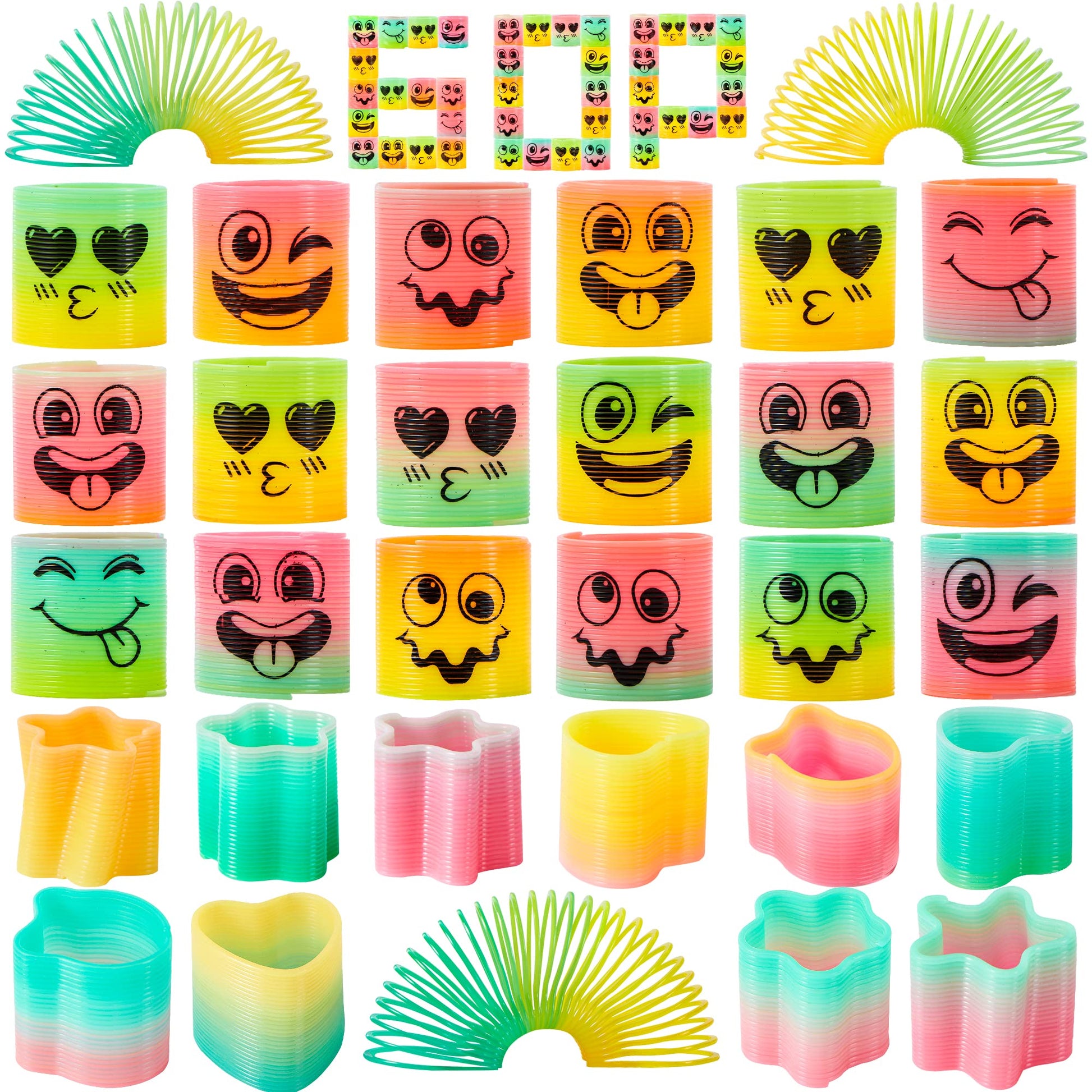 JOYIN 30 Pcs Spring Rainbow Party Favor, Mini Plastic Coil Spring Toy, Fidget Stress Coil Mini Springs Bulk Toys for Carnival Prize Birthday, Halloween Goodie Bag Stuffers