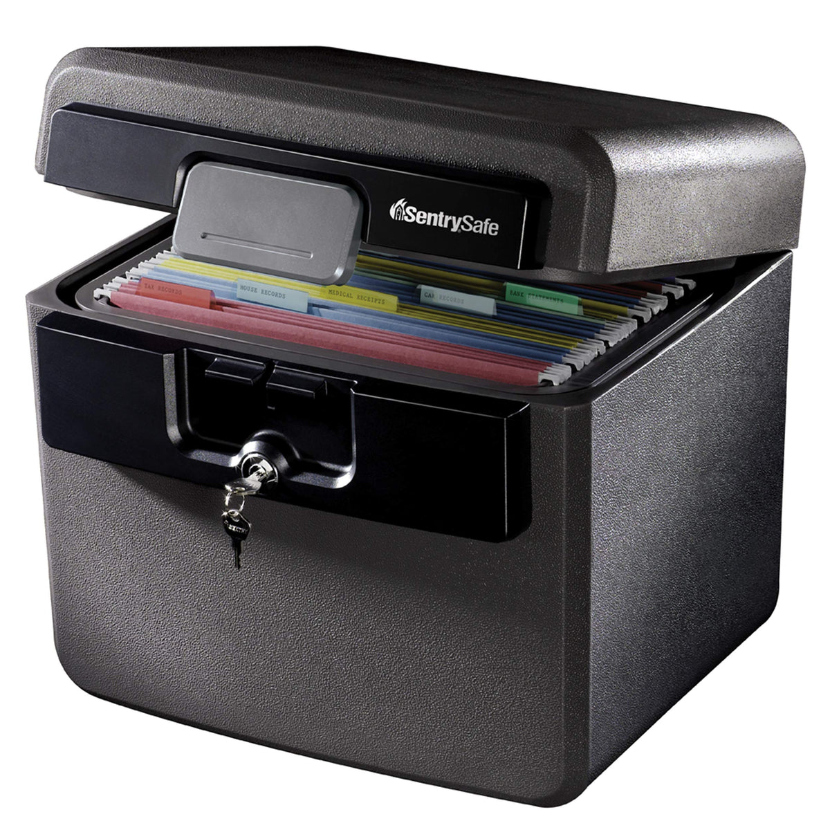 SentrySafe HD4100 Schwarzer, feuerfester und wasserdichter Safe für Aktenordner und Dokumente mit Schlüsselschloss, Außenmaße 36,3 x 39,4 x 34,3 cm