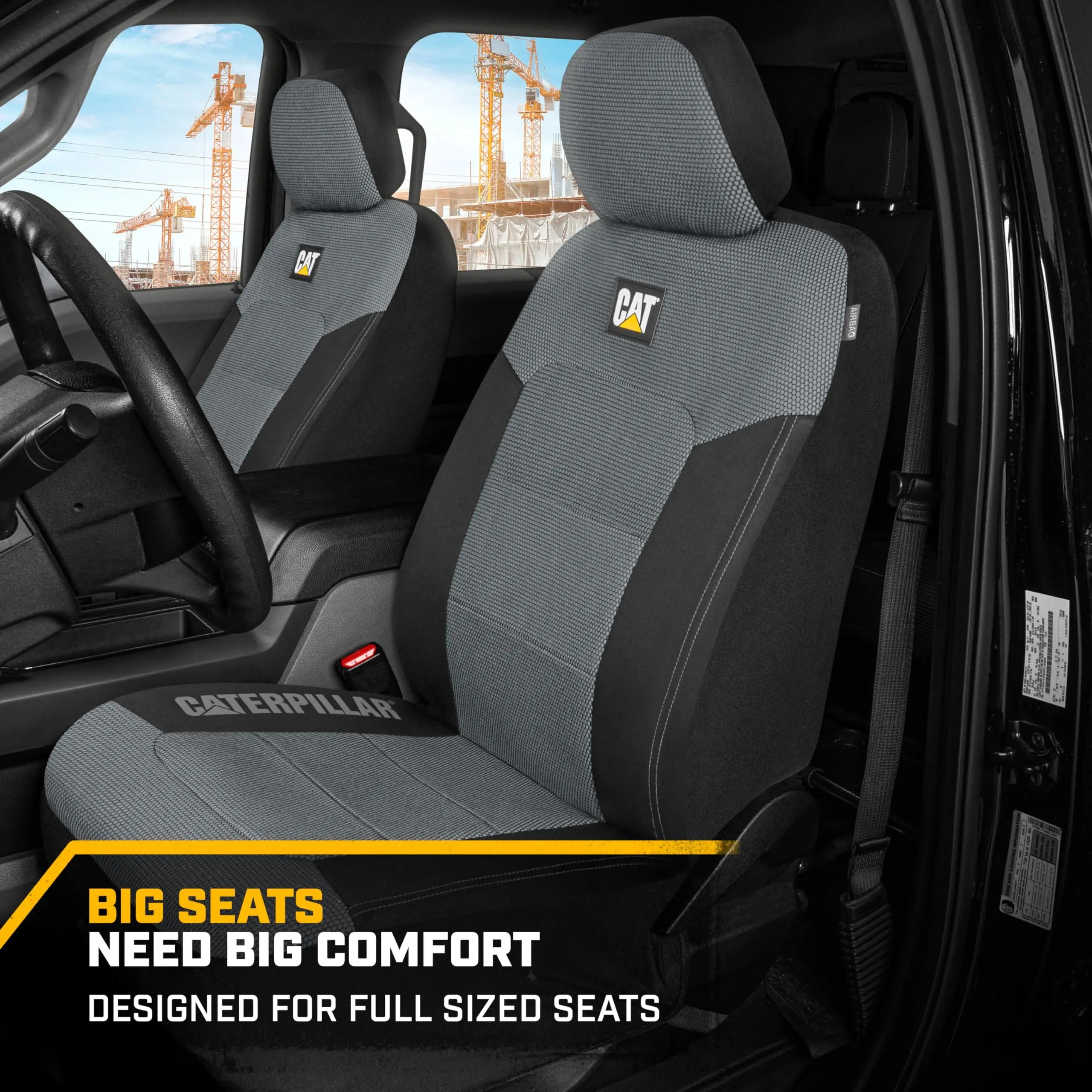 Cat MeshFlex Automotive Seat Covers for Cars Trucks and SUVs – Gray Car Seat Covers for Front Seats, Truck Seat Protectors with Comfortable Mesh Back, Set of 2