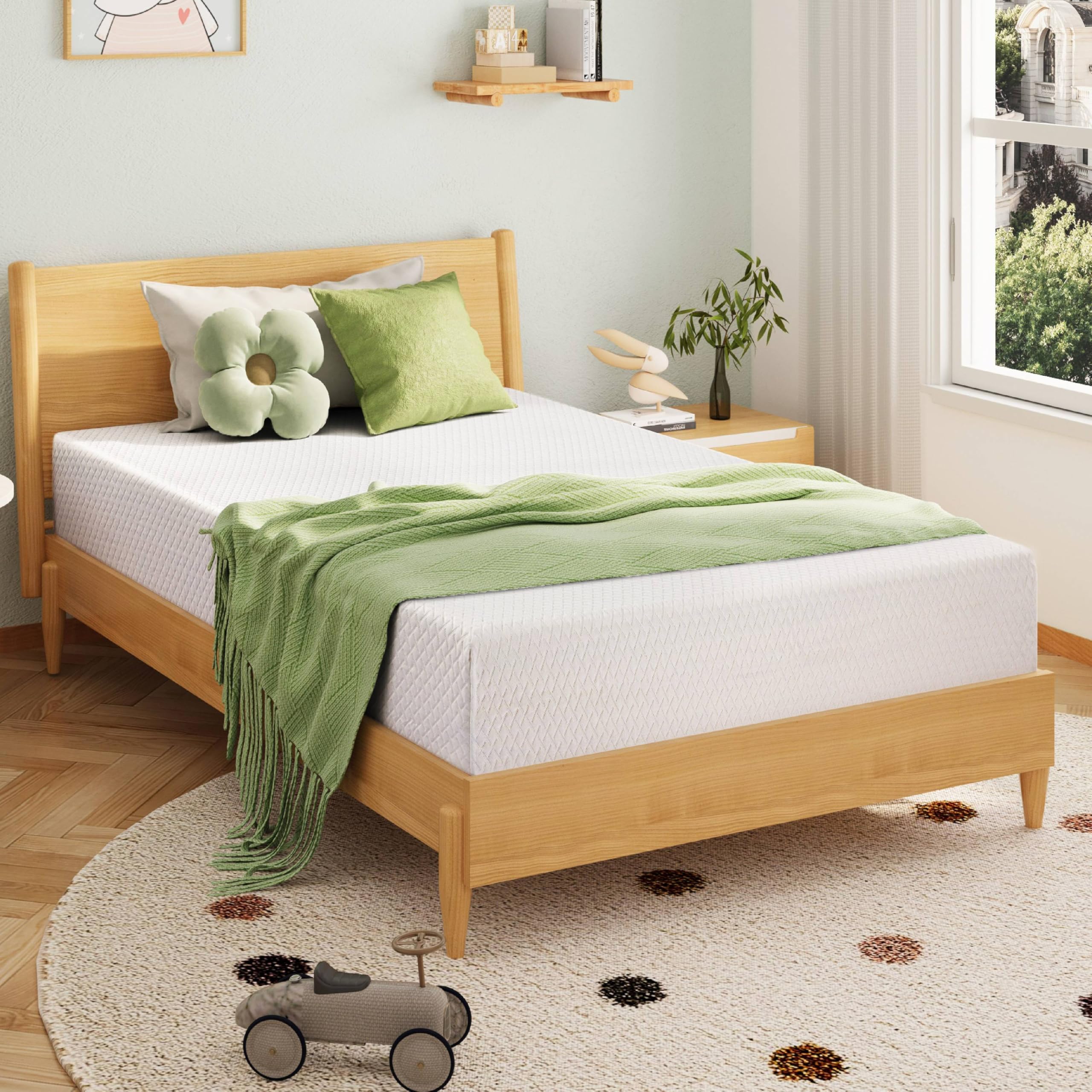 EGOHOME Full Size Memory Foam Mattress, 8 Inch Bed Mattress in A Box with Cooling Green Tea Gel, Pressure Relief with Medium Firm Support, CertiPUR-US Certified, 75''L x 54''W, ‎37.3 pounds White
