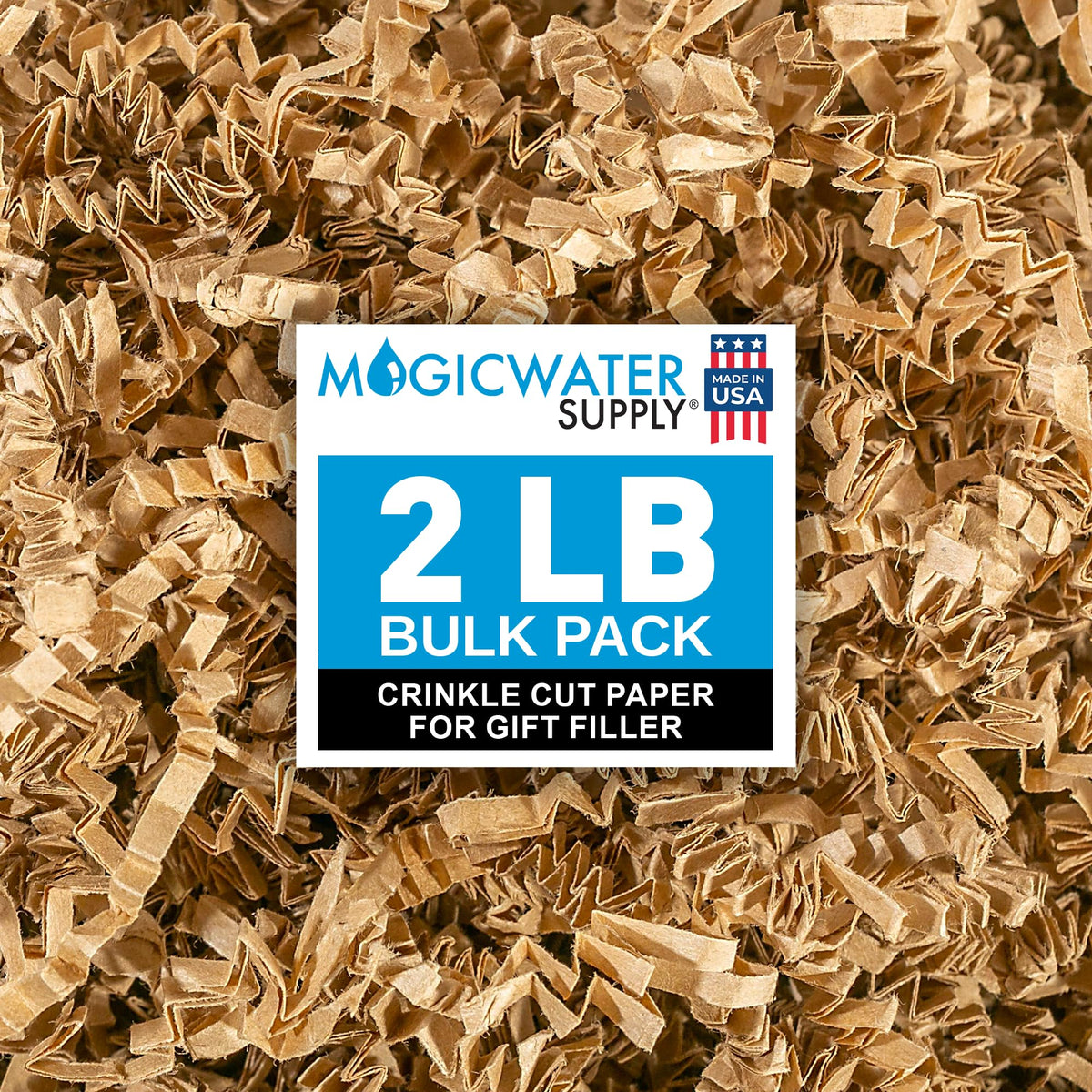 MagicWater Crinkle Cut Paper for Gift Baskets - 2LB Kraft - Perfect for Shredded Paper Filler, Basket Filler, Gift Boxes, Bridesmaid Gifts, Halloween Stuffers & More - Ideal for All Occasions