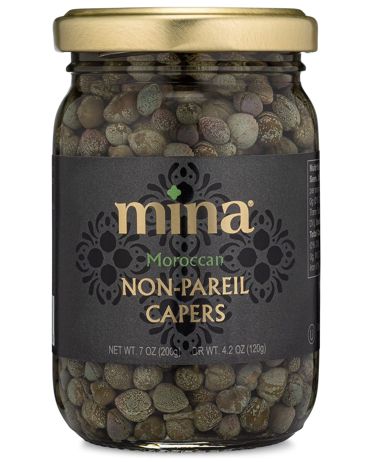 Mina Capers Non Pareil 7 oz, Perfect Mediterranean Seasoning or Garnish, Moroccan Capers Jar, Made with only Capers, Water, Vinegar and Sea Salt, Non GMO, Keto, Vegan, Gluten Free