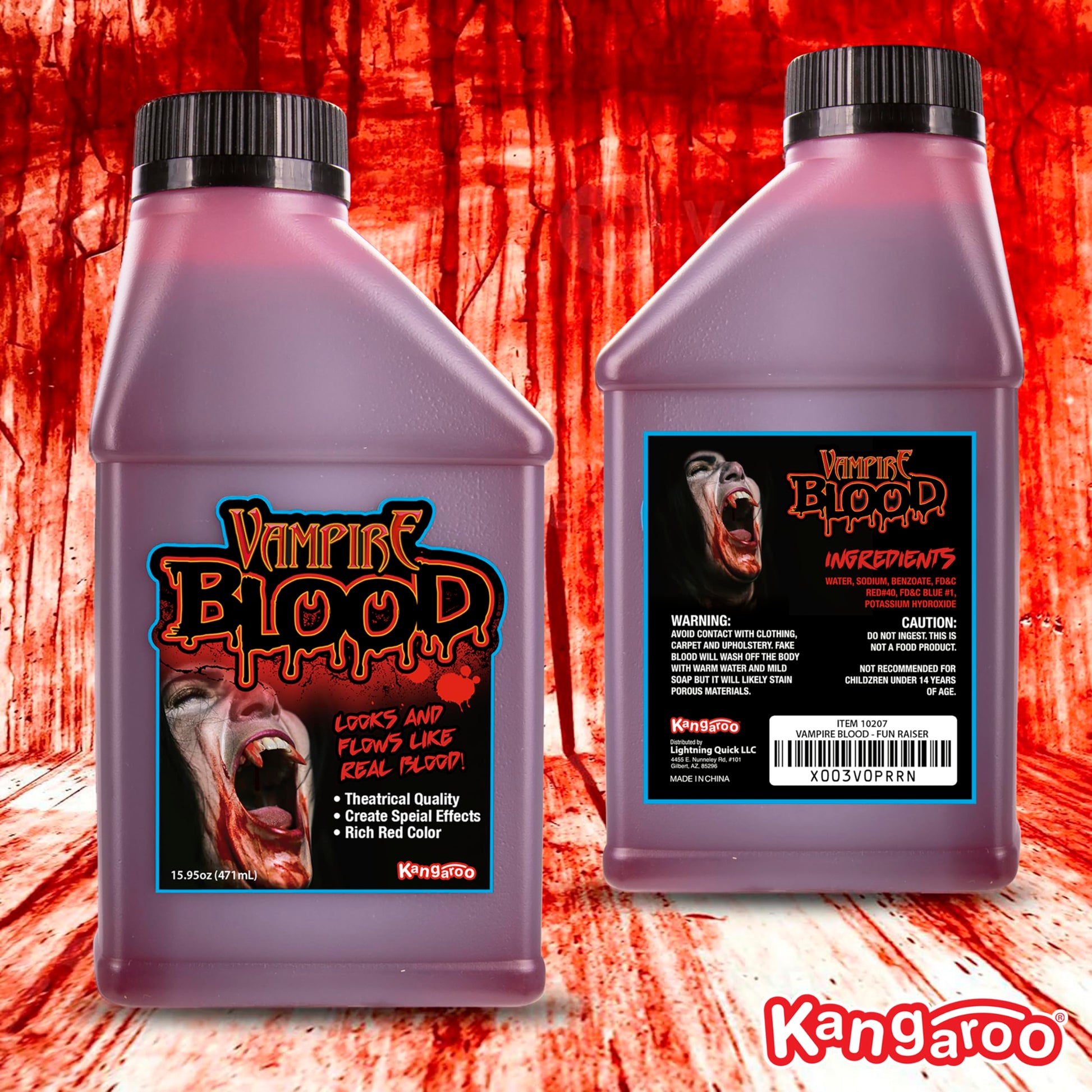 Kangaroo Fake Blood for Halloween, Special Effects Makeup, True Blood Color, 15.95 oz, Package May Vary