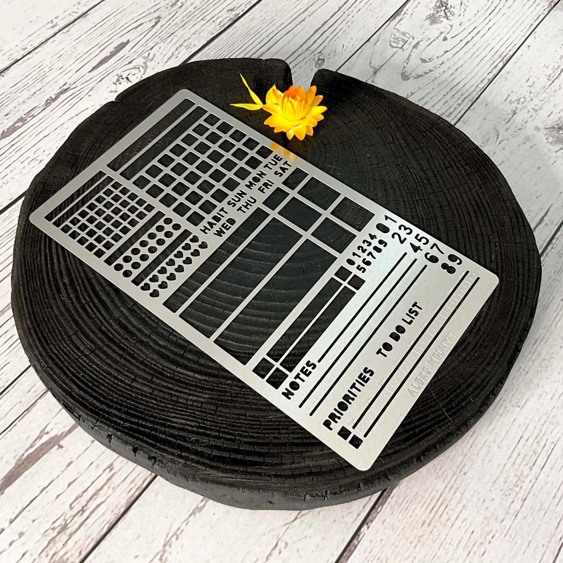 Aleks Melnyk No.423 Metal Stencil for Bullet Journaling, Bookmark, Planning, Banners, Lines, Lists, Planner Stamps, Habit Tracker, Dot Journal Stencil for Diary, Template, Scrapbook