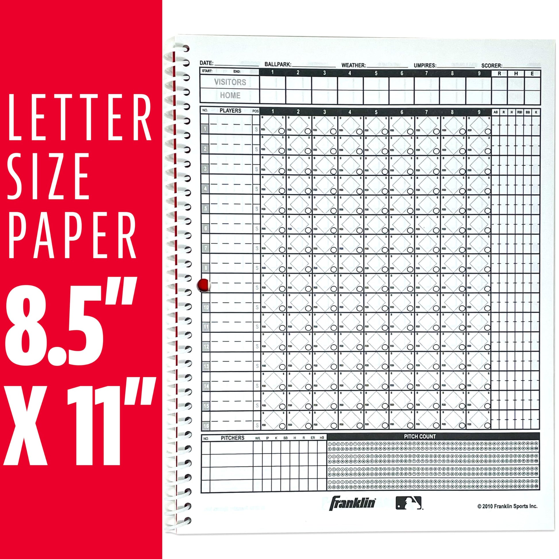 Franklin Sports MLB Baseball + Softball Scorebook - Book for Stats - Coaching Official Scorekeeper - 25 Games