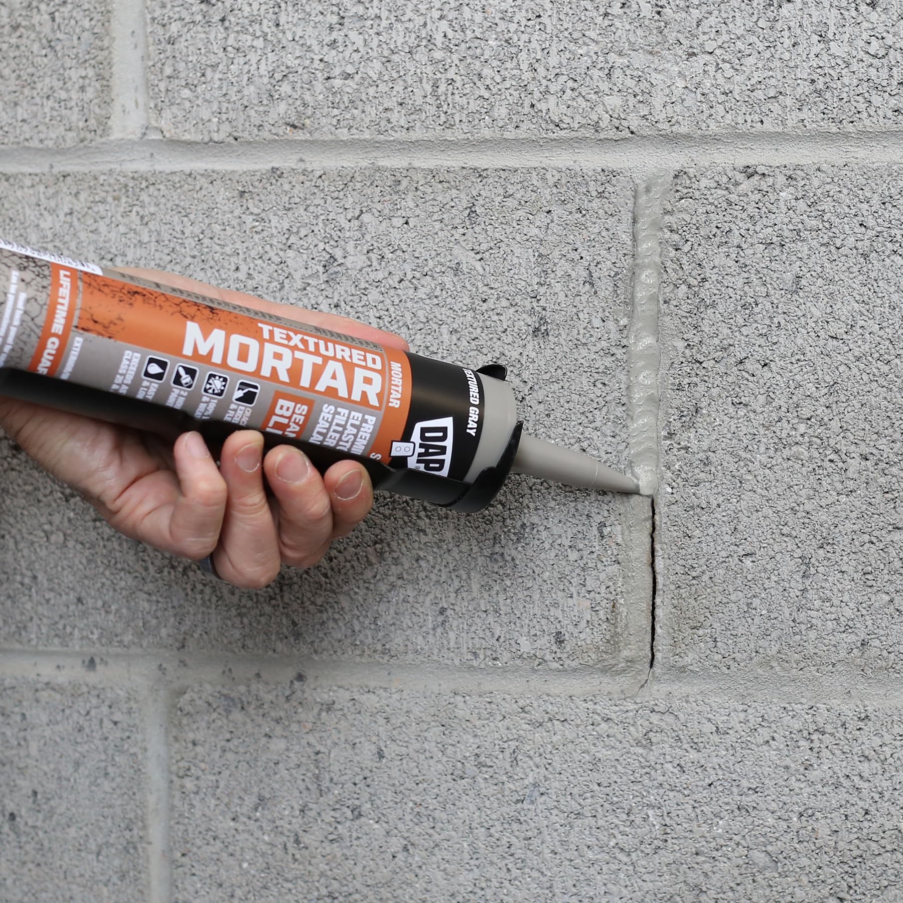 DAP Textured Mortar Premium Elastomeric Latex Filler & Sealant, Gray, 10.1 Oz (7079810082)