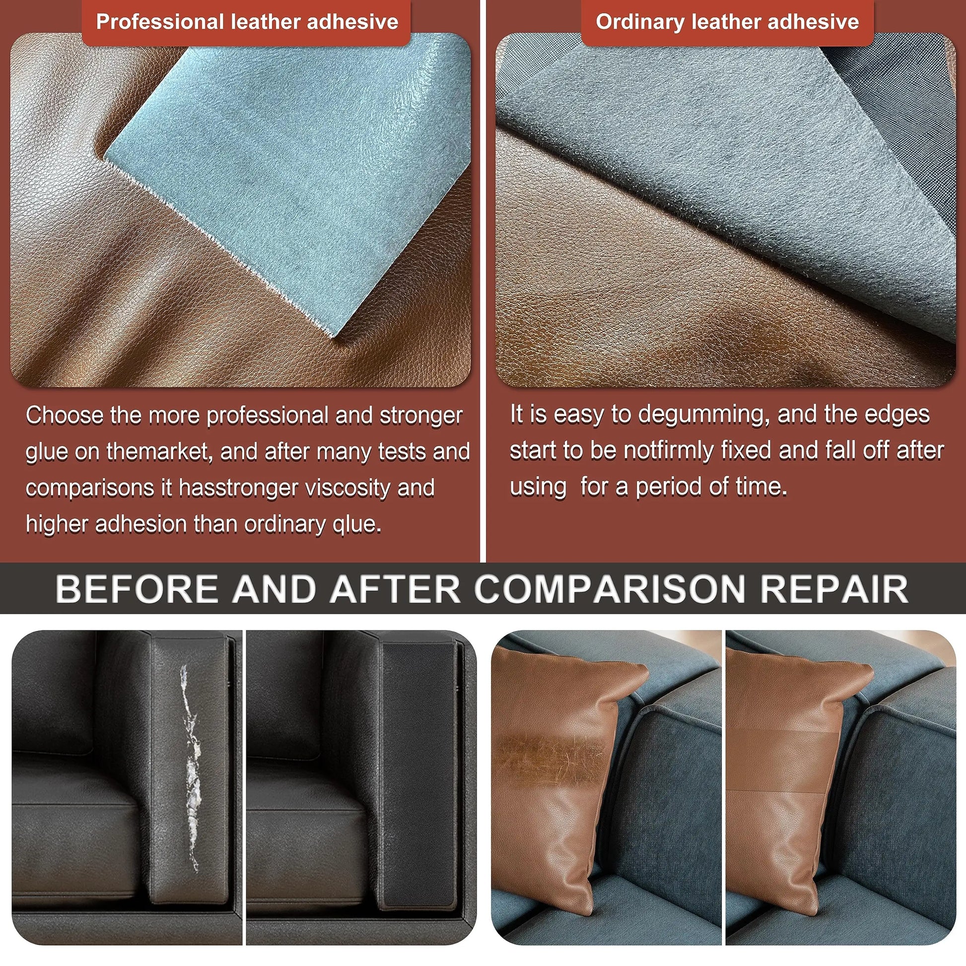Leather Repair Patch Tape Kit, Self Adhesive Leather Repair for Furniture, Couch, Sofa, Car Seats,Office Chair,Vinyl Repair Kit.3.1inx60in