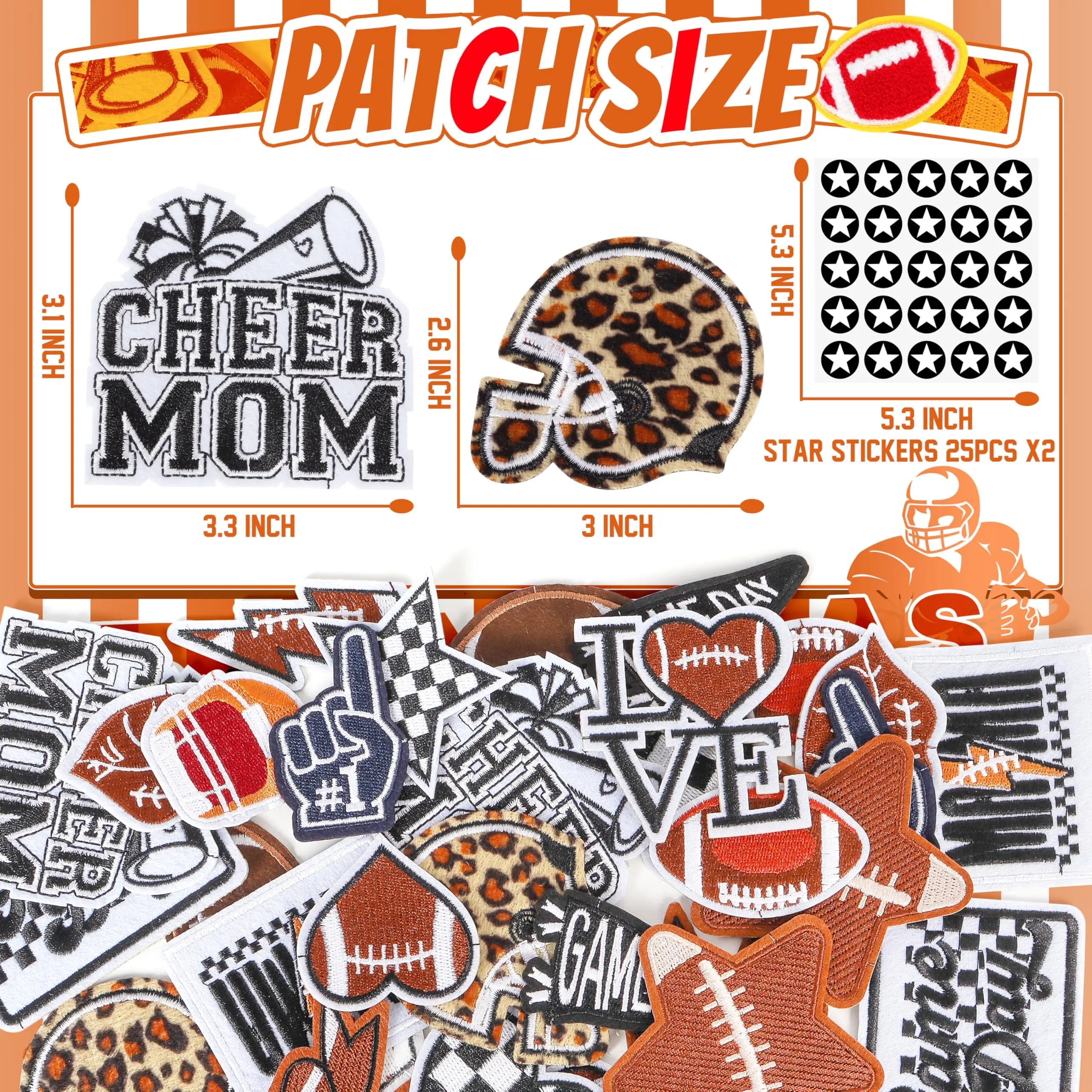 Iron On Embroidered Football Patches for Hats: Meneng 84PCS Football Helmet Sports Patch for Jackets Hoodies Backpacks - Star Stickers Sew On Applique for Football Enthusiasts Team Fans DIY Cratfs